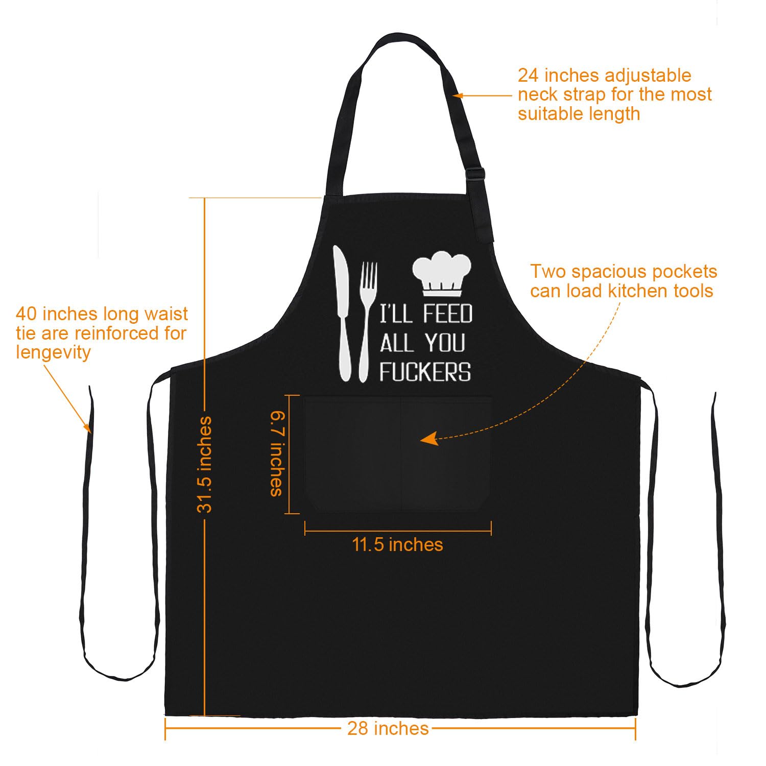 Funny BBQ Cooking Apron for Men - Best Gift for Dad, Husband, Boyfriend, Brother - Unique Birthday & Christmas Present for Men & Women - Perfect for Grilling, Baking & Kitchen Use