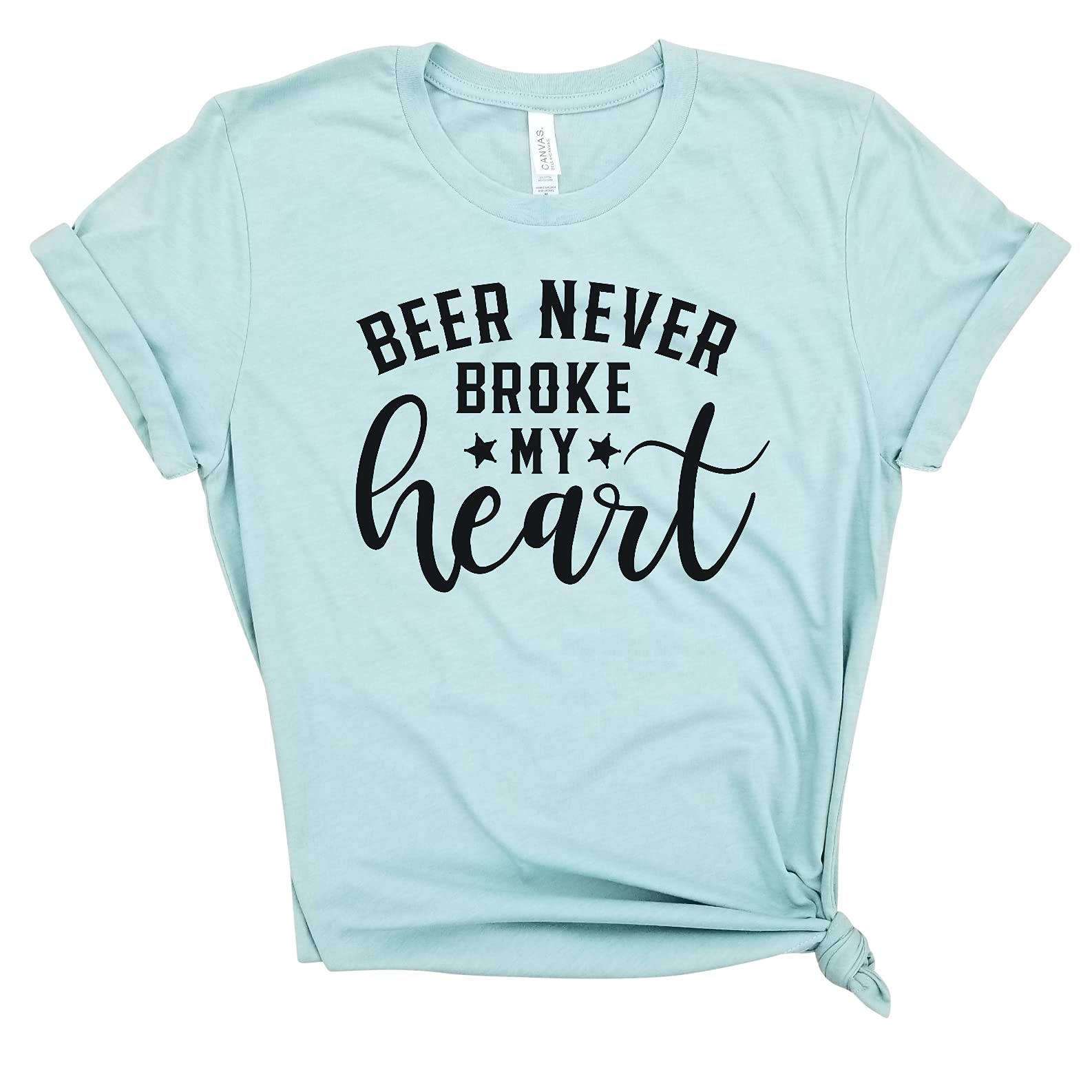 Beer Never Broke My Heart Country Shirt | Funny Beer Lover & Southern Style T-Shirt for Women | Perfect for Valentine's Day, Girls Night Out & Country Concerts