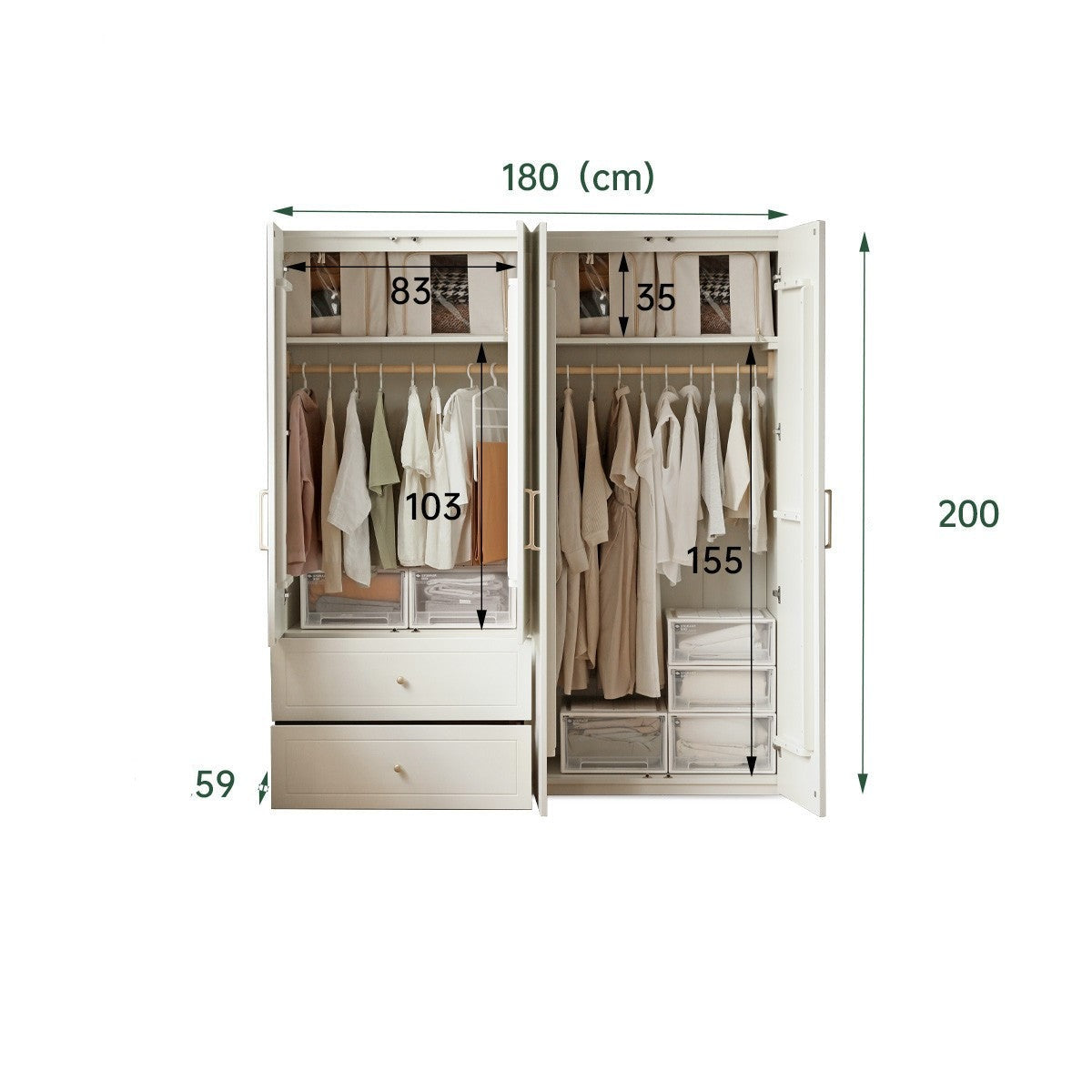 French Cream Pine Solid Wood Wardrobe - Elegant Bedroom Storage for Clothes & Accessories | Perfect for Master Bedroom, Guest Room & Walk-In Closets