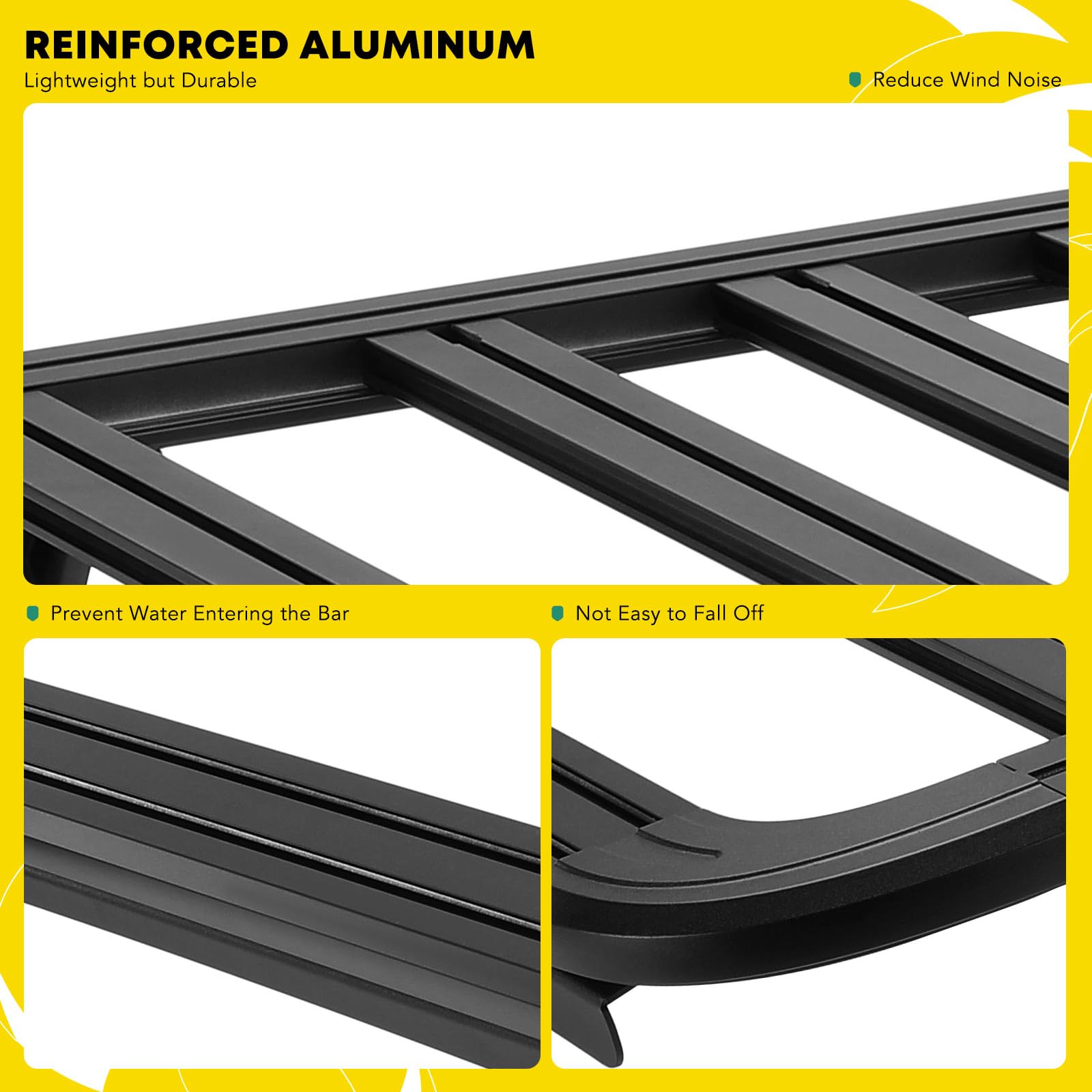 YHTAUTO Heavy-Duty Aluminum Alloy Car Roof Rack Cargo Carrier - Fits Jeep Wrangler JK/JL (2007-2023) & Gladiator (2019-2023) with Hard Top - 200 lbs Capacity - Perfect for Rooftop Tents, Kayaks, Bikes, Snowboards & Outdoor Adventures