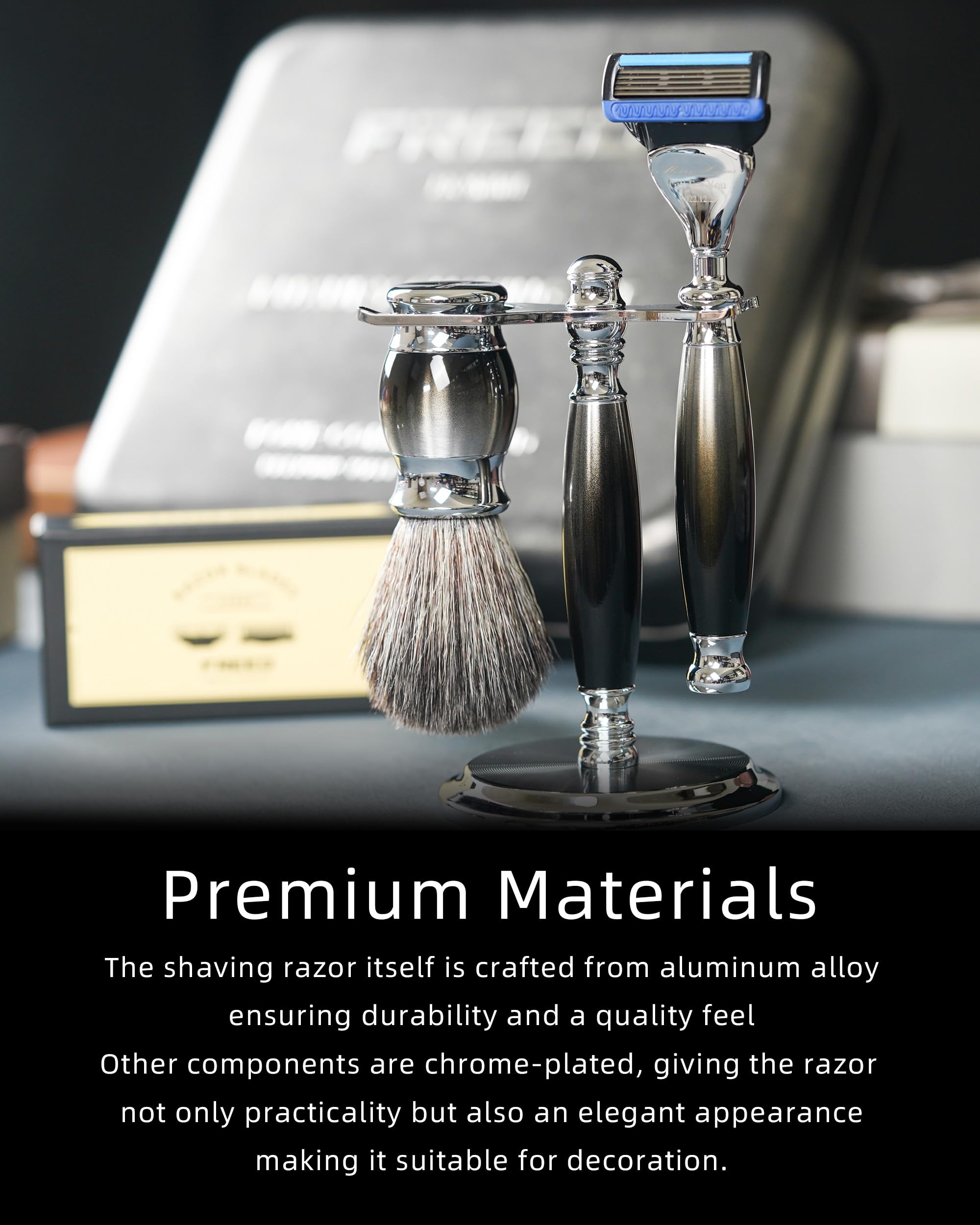Premium Custom Engraved Men's 5-Blade Razor Set - Luxury Aluminum Alloy Shaving Kit with 4 Replacement Blades, Stand & Brush - Perfect Gift for Father's Day, Birthday & Anniversary - Ideal for Travel, Business & Grooming Enthusiasts