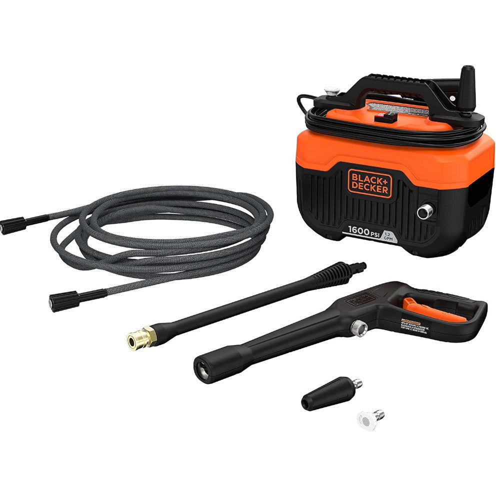 BLACK+DECKER BEPW1600 Electric Cold Water Pressure Washer - 1600 PSI, 1.2 GPM, Lightweight & Portable - Perfect for Cleaning Driveways, Decks, Patios & Outdoor Furniture