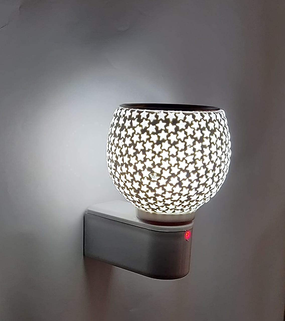 Premium Electric Camphor Diffuser with On/Off Switch - Dual Function Burner & Night Light for Home, Office & Meditation Spaces | Star Kapurdani Glass Aroma Lamp for Relaxation & Spiritual Practices