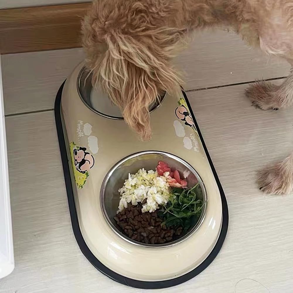 Stainless Steel Dog Bowls for Small & Medium Dogs & Cats - Removable Anti-Slip Double Pet Food & Water Bowls | Perfect for Home, Travel & Outdoor Use