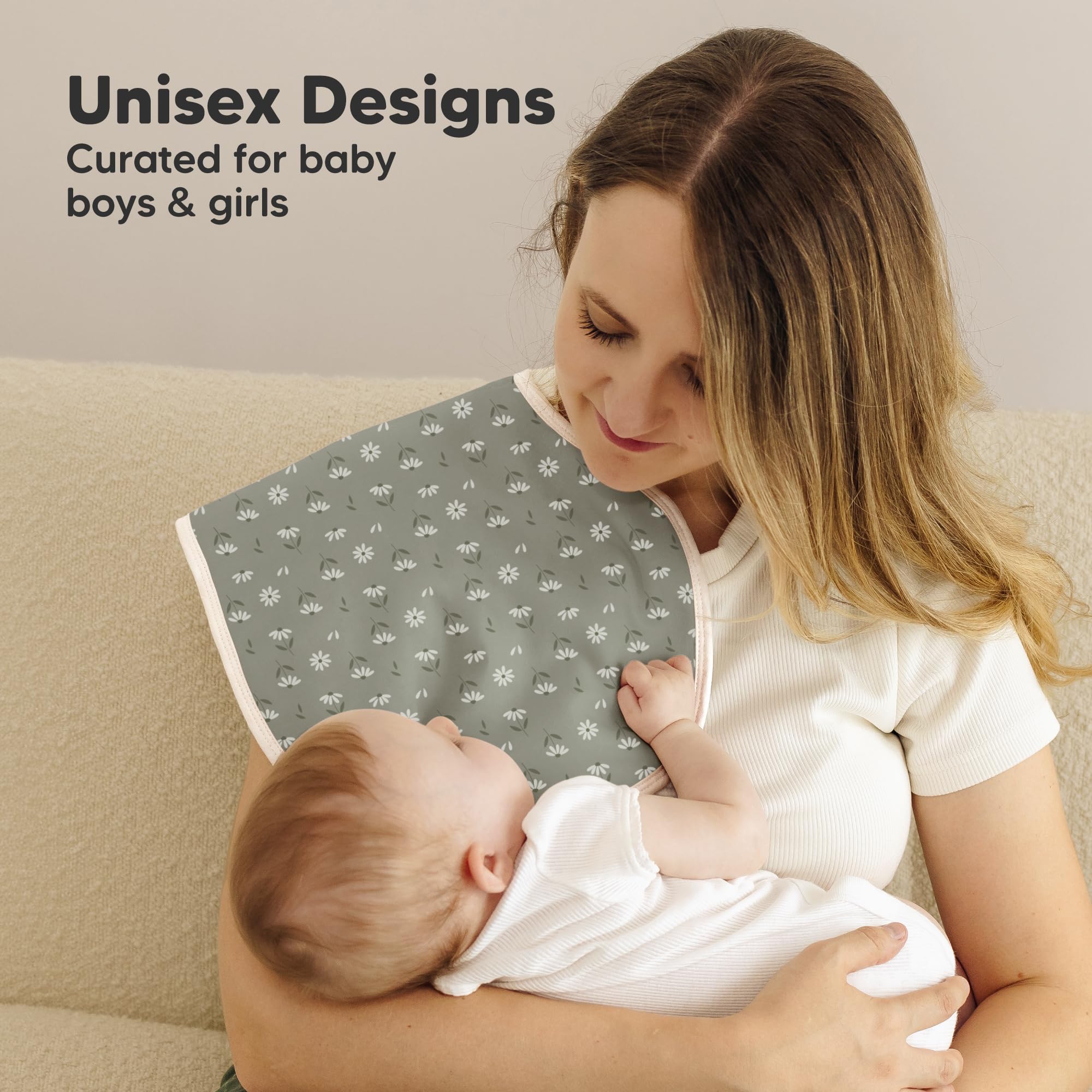 KeaBabies 4-Pack Organic Cotton Baby Burp Cloths - Extra Large, Super Absorbent & Ultra Soft Burping Cloths for Newborns & Infants (Girl & Boy) - Perfect for Feeding, Spit-Up Protection & Gentle Skin Care (Fleur Design)