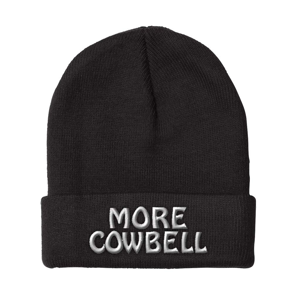 Men's & Women's Acrylic Skull Cap Beanie - More Cowbell Embroidery, Classic Novelty Winter Hat (One Size, Black) - Perfect for Cold Weather, Outdoor Activities & Casual Wear
