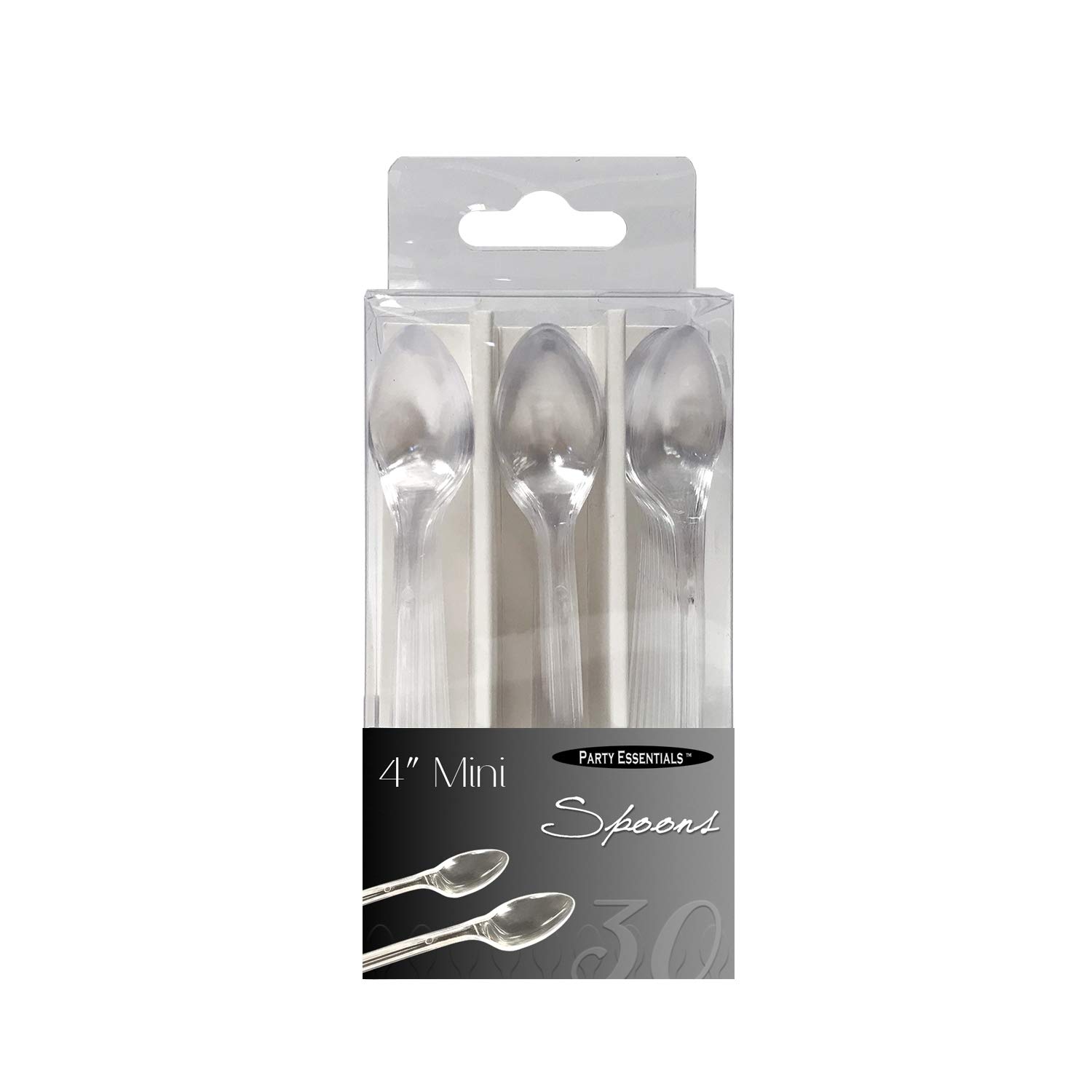 30-Pack Clear Plastic Mini Spoons (4 Inch) for Appetizers, Parfaits, Desserts & Sample Tasting - Perfect for Parties, Catering & Events