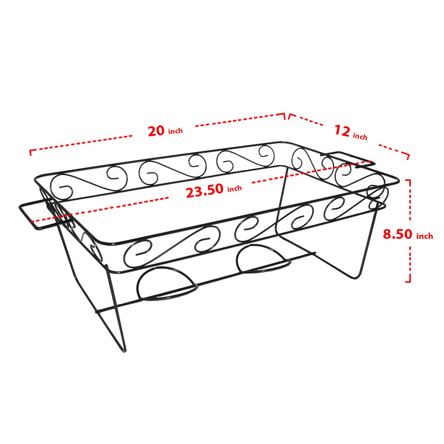 Premium Heavy Duty Full-Size Chafing Dish Rack - Elegant Decorative Wire Buffet Stand for Food Warming & Serving Trays (Black, 12-Pack) - Perfect for Catering, Buffets, Weddings & Banquets