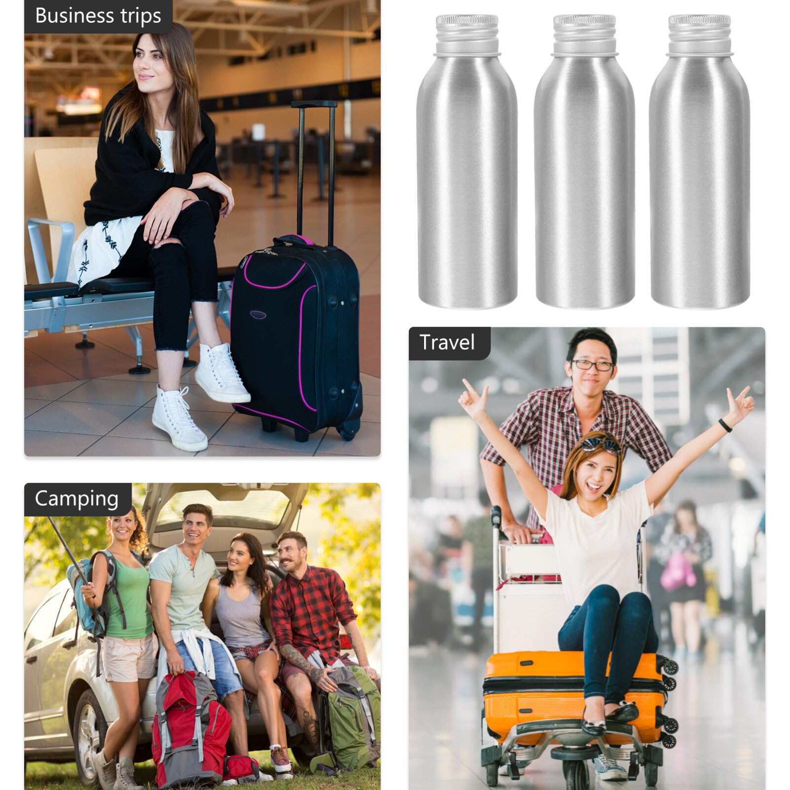 Yardwe 3-Pack Refillable Aluminum Bottles with Screw Caps - Essential Oil Containers, Perfume Bottles & Lotion Dispensers for Travel, DIY Cosmetics & Sample Storage | Leakproof & Reusable