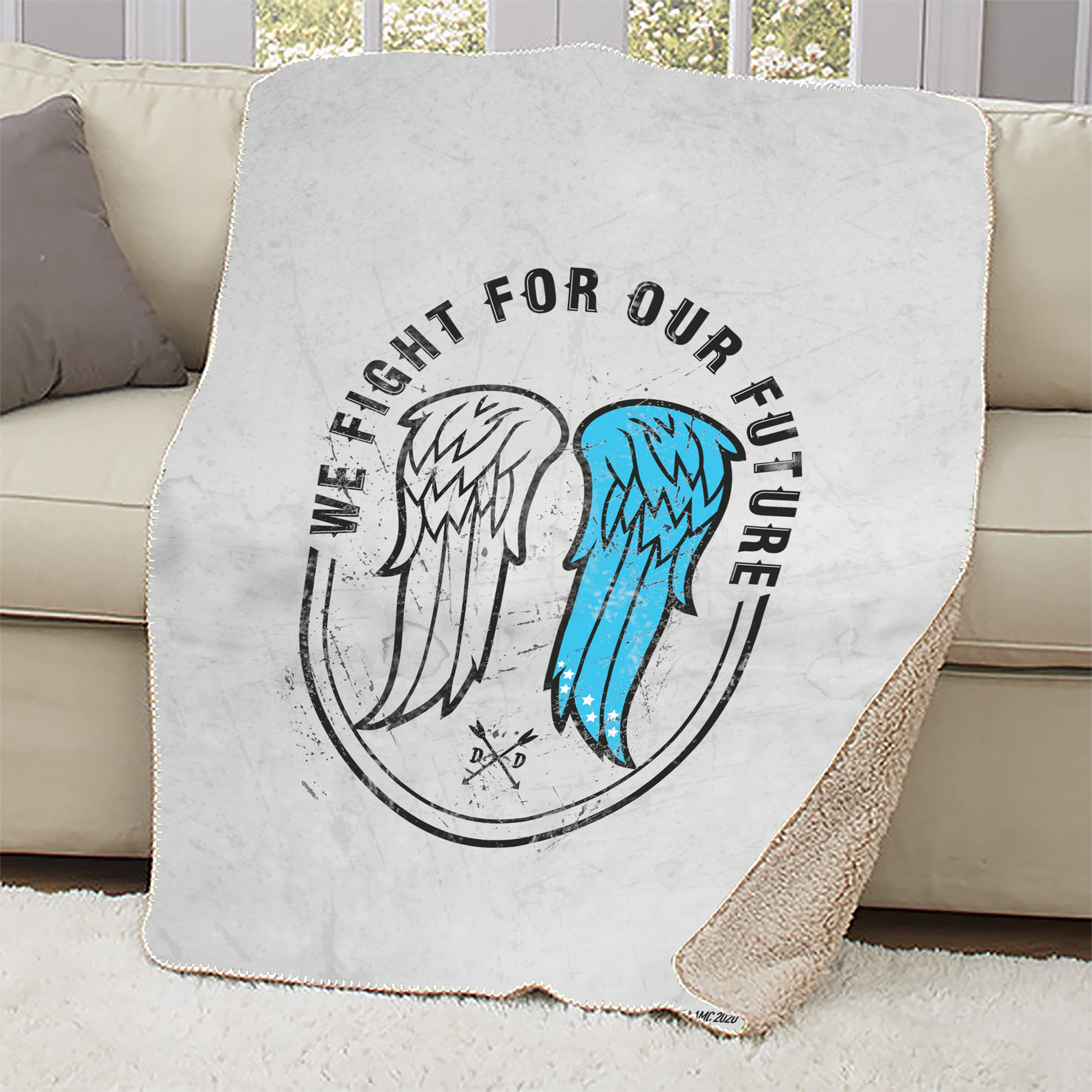 The Walking Dead Wings Sherpa Blanket - Soft & Cozy Fleece Throw for Fans - Perfect for TV Nights, Camping & Home Decor