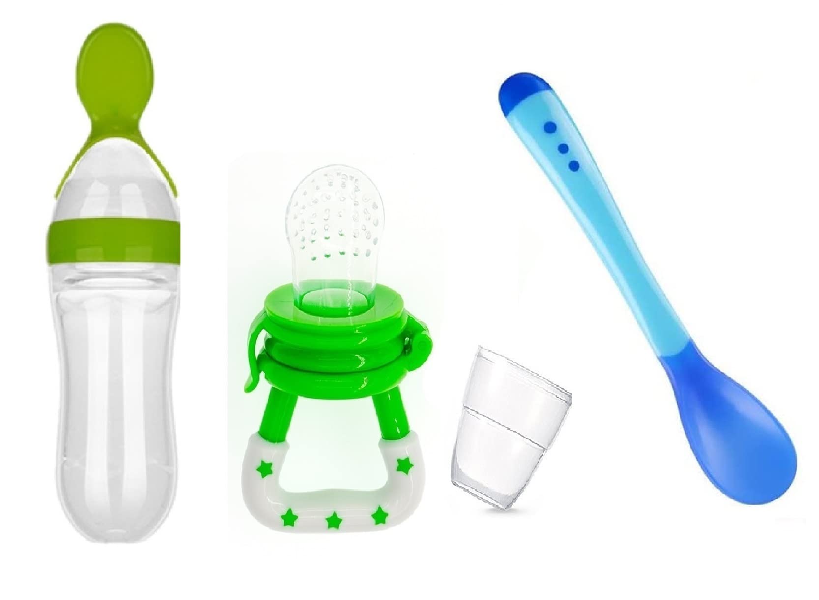 **Cuckoos Baby Fruit Nibbler & Feeder Pacifier - Silicone Tip Heat-Sensitive Spoon for Safe Feeding - Multicolor - Perfect for Teething, Purees & Healthy Snacks On-The-Go**