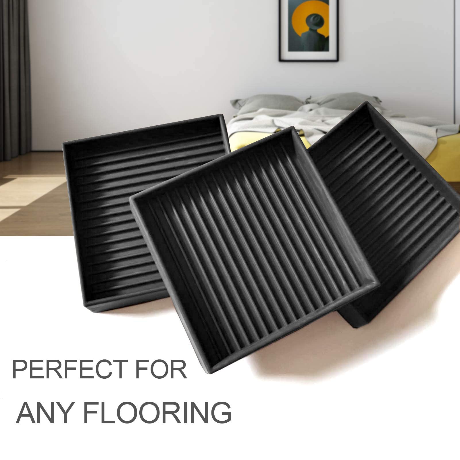 Yelanon 8-Piece 2-Inch Non-Slip Furniture Coasters - Rubber Caster Cups for Hardwood Floors, Anti-Skid Grippers & Floor Protectors - Perfect for Beds, Couches, Chairs & Heavy Furniture to Prevent Scratches & Sliding