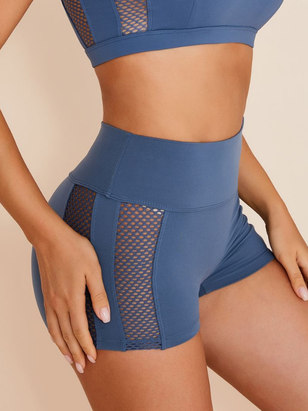 ZASUWA Women's Sexy Mesh Cutout Spandex Workout Shorts - High Waisted Gym Booty Shorts for Yoga, Running & Fitness