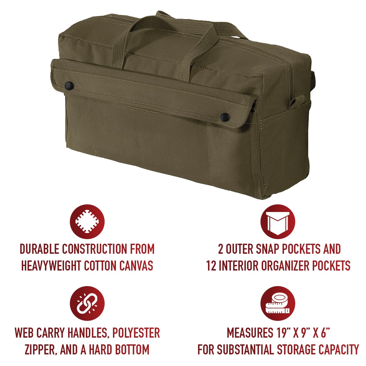 **Rothco Heavy-Duty Canvas Jumbo Mechanic Tool Bag – Large Durable Work Tool Organizer for Mechanics, Electricians & DIY Projects – Perfect for Workshops, Garages & Job Sites**