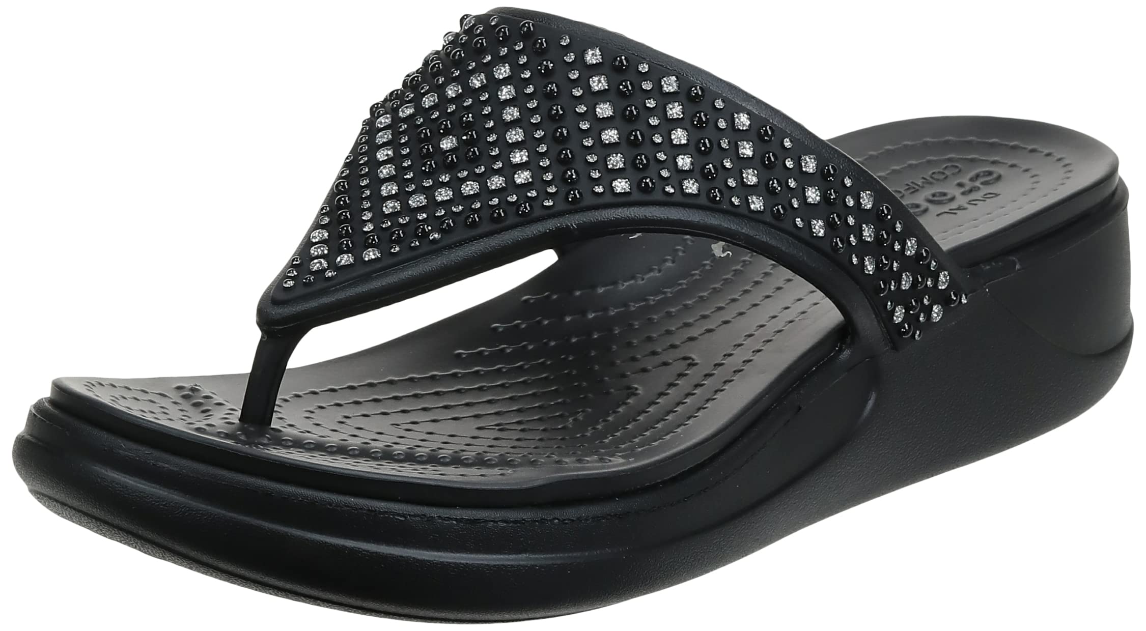 Crocs Women's Monterey Embellished Wedge Flip Flops - Comfortable Summer Sandals with Rhinestone Decorations | Perfect for Beach, Pool, Vacation and Casual Outings