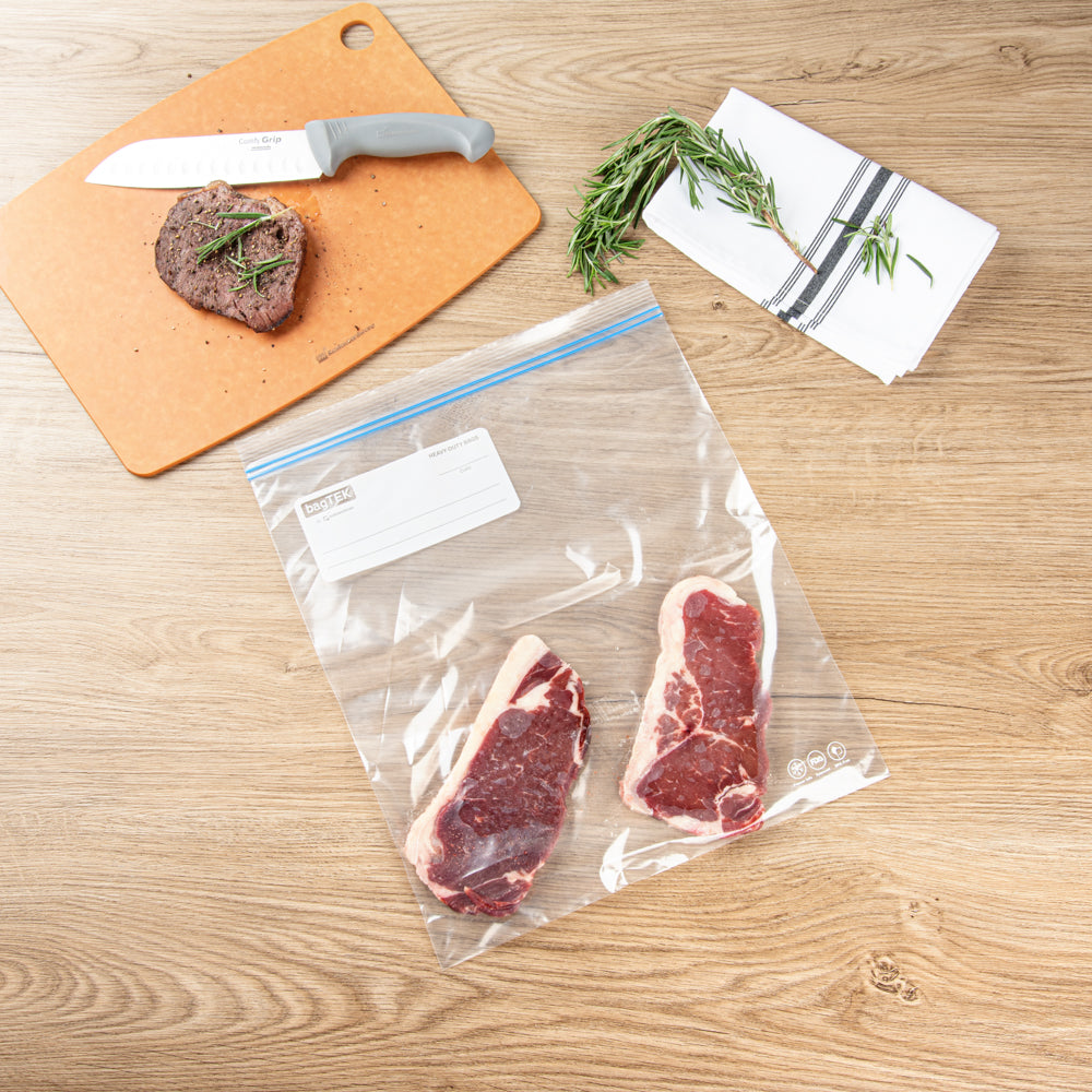 Bag Tek 2 Gallon Clear Plastic Freezer Bags – Double Zipper, Write-On Label, BPA-Free (15 x 13 Inches) – 1000 Count Box – Ideal for Food Storage, Meal Prep & Freezing