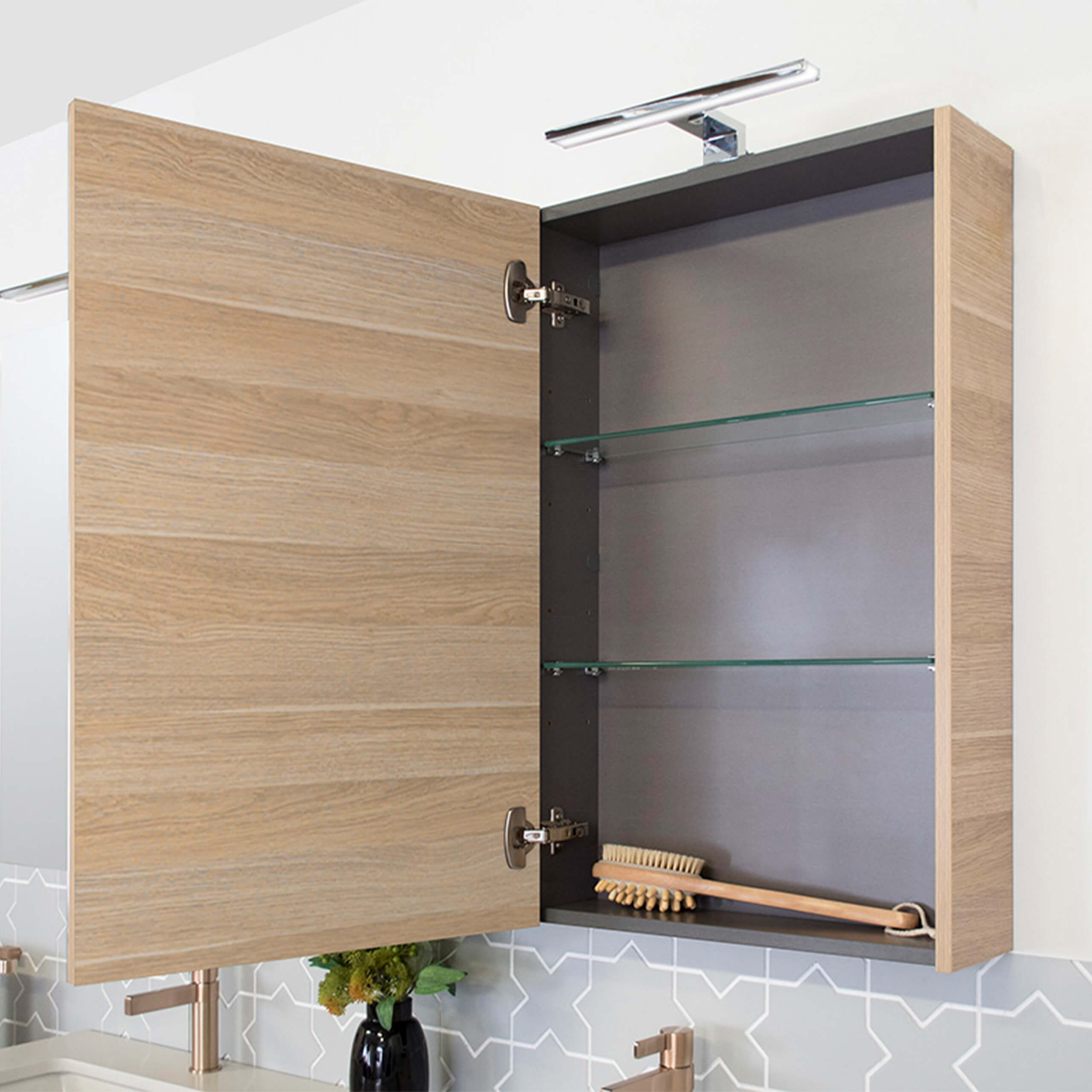 ADP Glacier Pro Shaving Cabinet - Premium Waterproof Bathroom Storage with Mirror | Perfect for Shaving, Grooming & Organizing Toiletries in Modern Bathrooms