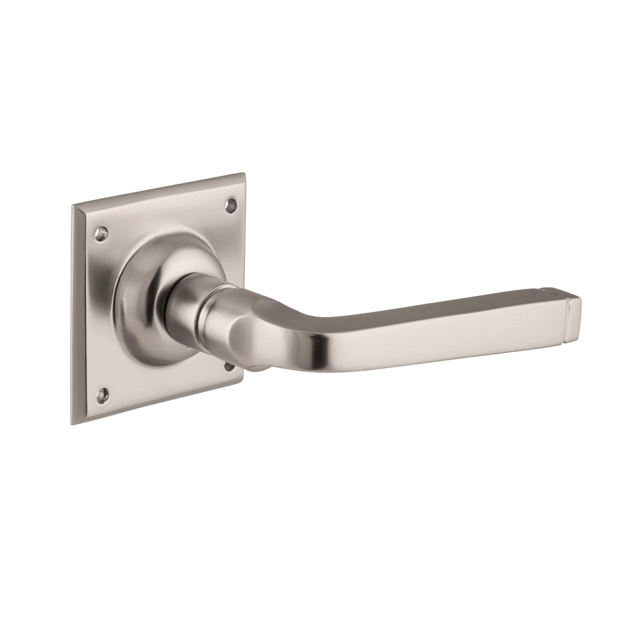 Menton Square Rose Door Lever Pair - Satin Nickel Finish 60x60x70mm (HxWxP) - Ideal for Modern Homes, Offices & Interior Doors