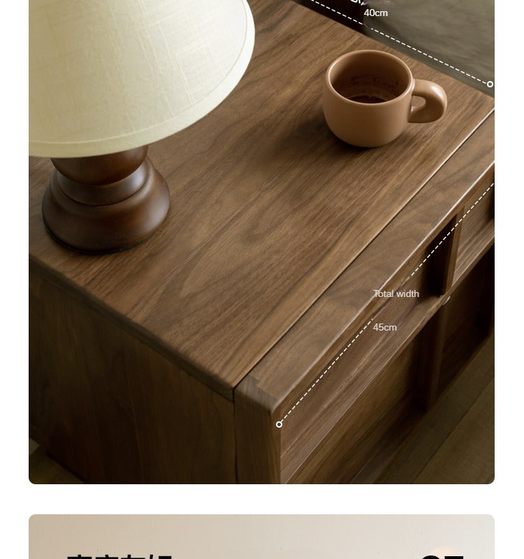 Solid Black Walnut Wood Nightstand with Drawer - Caluswood Bedside Table for Bedroom Storage | Perfect for Small Spaces, Apartment Living & Modern Home Decor