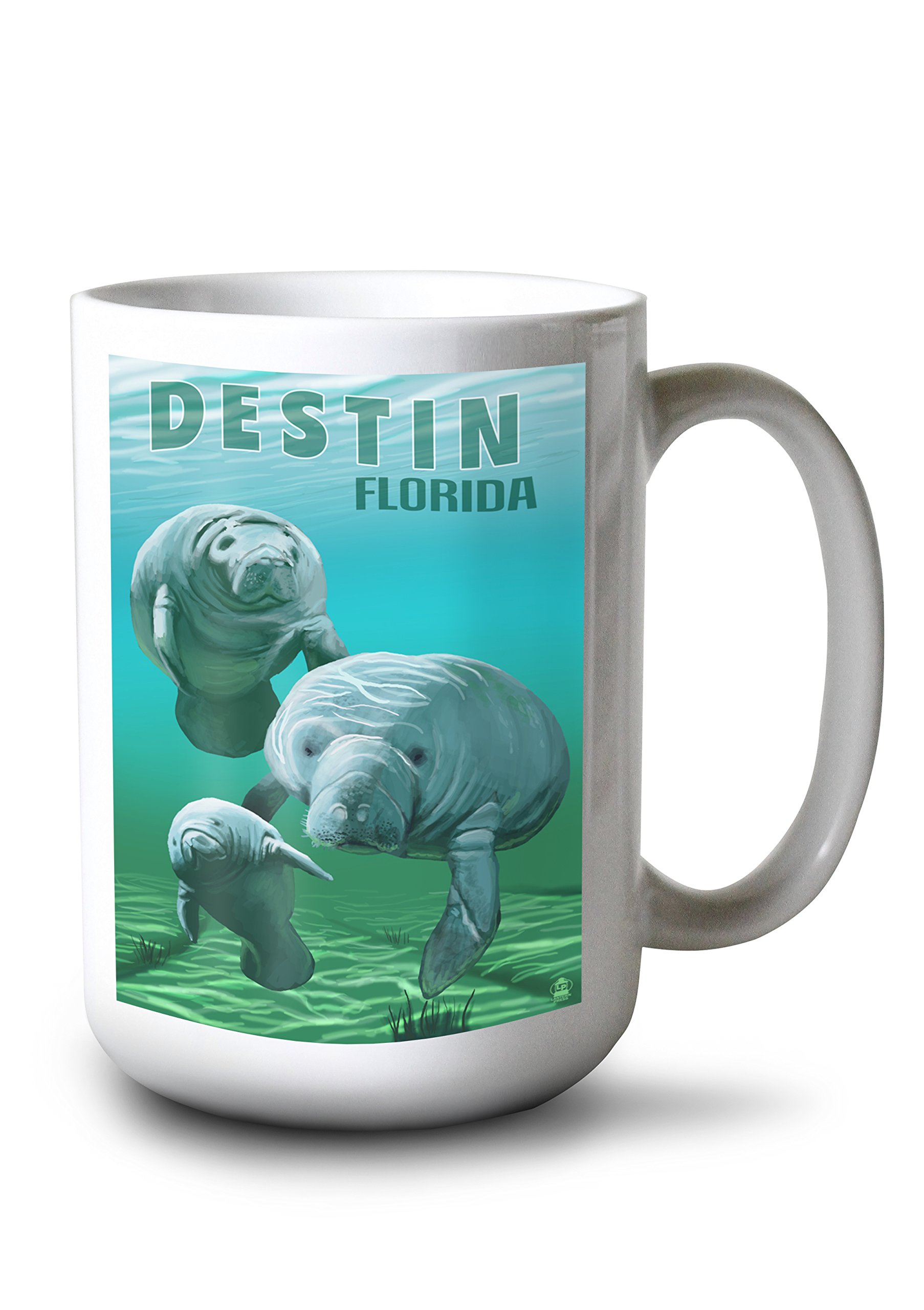 15oz White Ceramic Coffee Mug with Manatee Design - Florida Themed Dishwasher & Microwave Safe Cup - Perfect for Home, Office, or Gift for Manatee Lovers