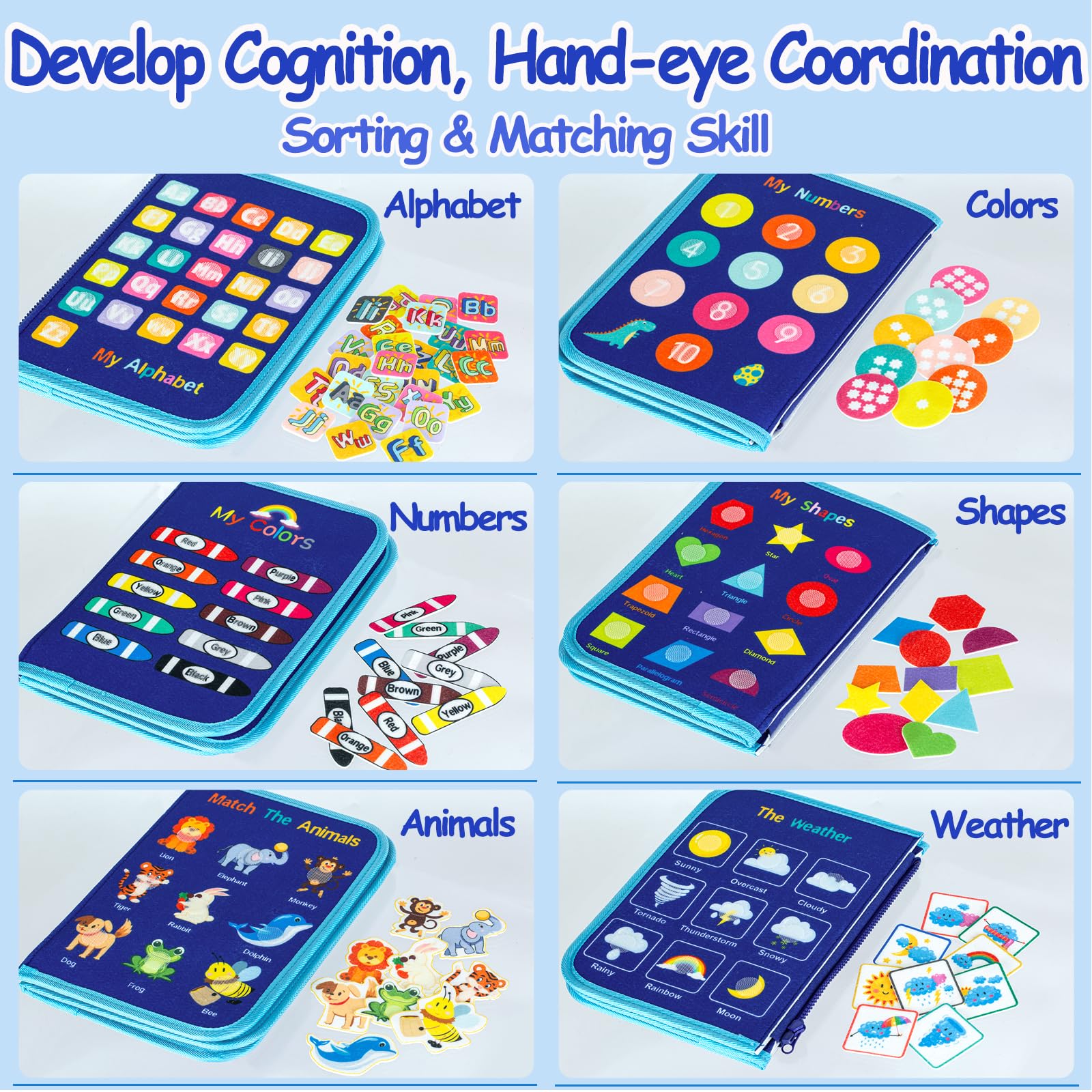 Montessori Busy Board for Toddlers 1-4 Years - Sensory Learning Toys for Boys & Girls - Educational Travel Toys for Airplane & Car - Perfect for Fine Motor Skills Development & Quiet Playtime