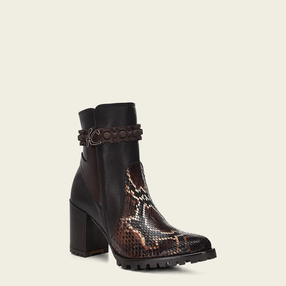 Women's Cuadra Brown Casual Fashion Python Skin Ankle Boots - Stylish & Comfortable for Everyday Wear, Office, and Night Out