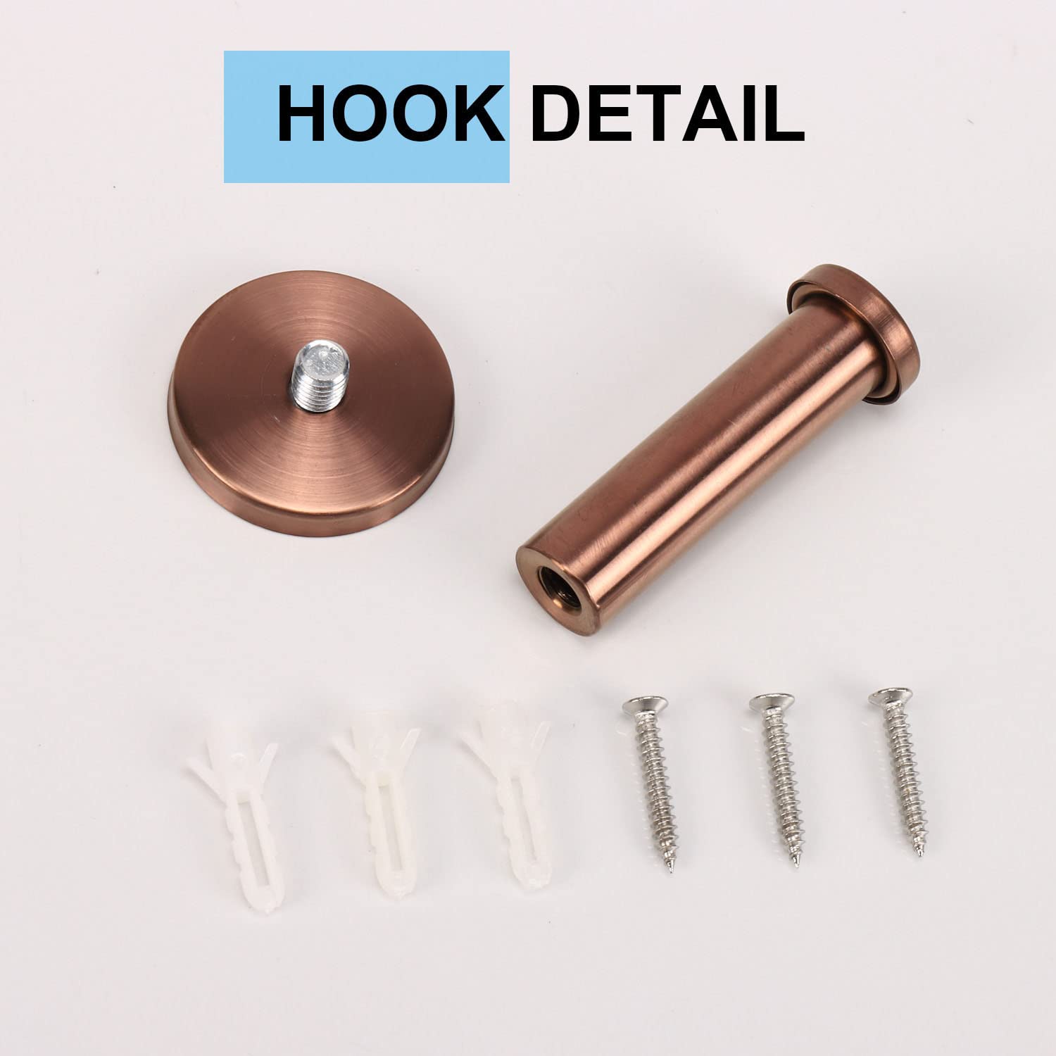 6 Pack Round Bath Towel Hooks - Heavy Duty 304 Stainless Steel Wall Mounted Coat Hangers for Bathroom, Bedroom & Kitchen - Bronze 3 Inch Durable Robe Hooks (Perfect for Hanging Towels, Robes & Clothes)