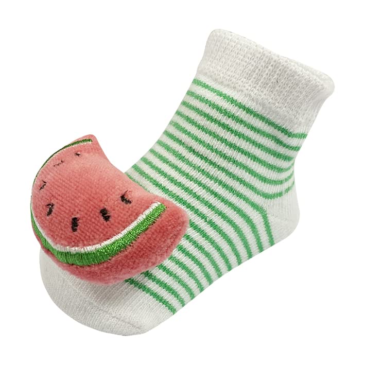 Adorable Fruit-Themed Rattle Socks for Baby Girls 0-6 Months - Lemon, Strawberry & Watermelon Design | Perfect for Playtime, Sensory Development & Cute Baby Outfits