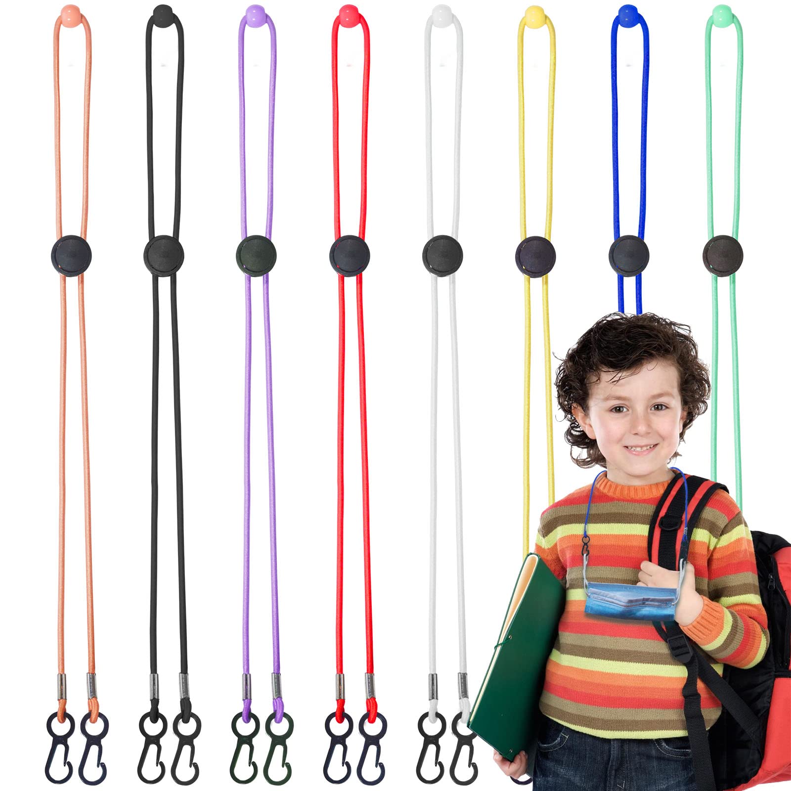 Adjustable Face Mask Lanyards (8PCS) - Comfortable Neck Strap for Women, Men & Kids - Perfect for School & Travel