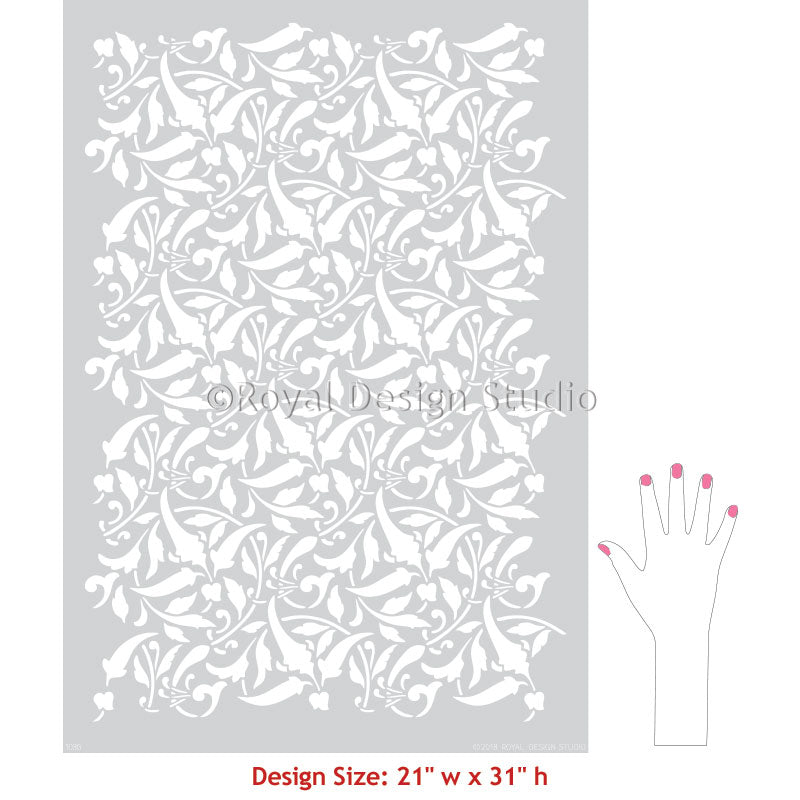 Interlacing Leaves Allover Stencil - Reusable DIY Painting Template for Walls, Furniture & Fabric - Perfect for Home Decor, Crafts & Scrapbooking
