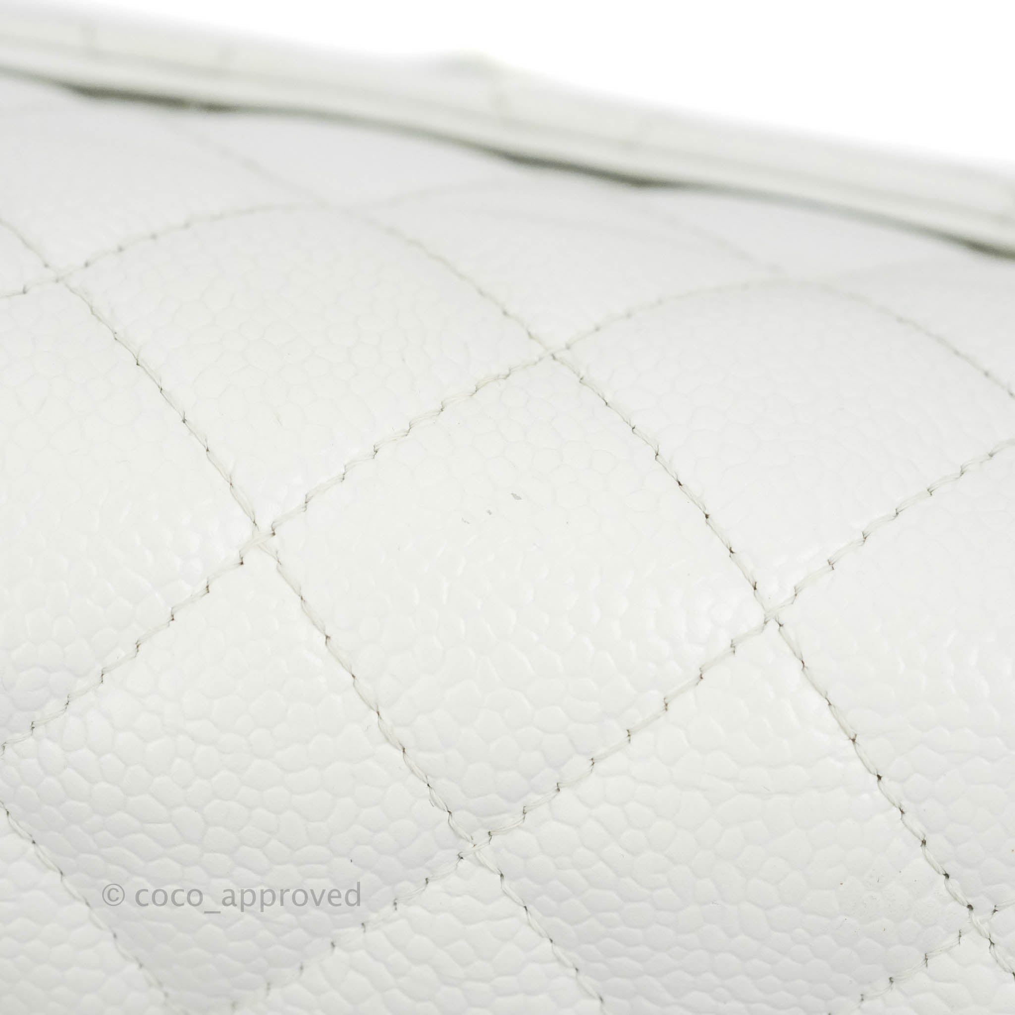 Chanel Classic M/L Medium Double Flap Bag in White Caviar Leather with Silver Hardware - Perfect for Luxury Fashion, Evening Events & Designer Handbag Collection