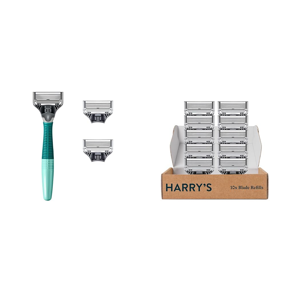 Harry's Premium Men's Razor Kit - 10 Count with Razor Handle & 3 Blade Refills | Smooth Shaving for Sensitive Skin | Perfect for Travel, Gifts & Daily Grooming Routine