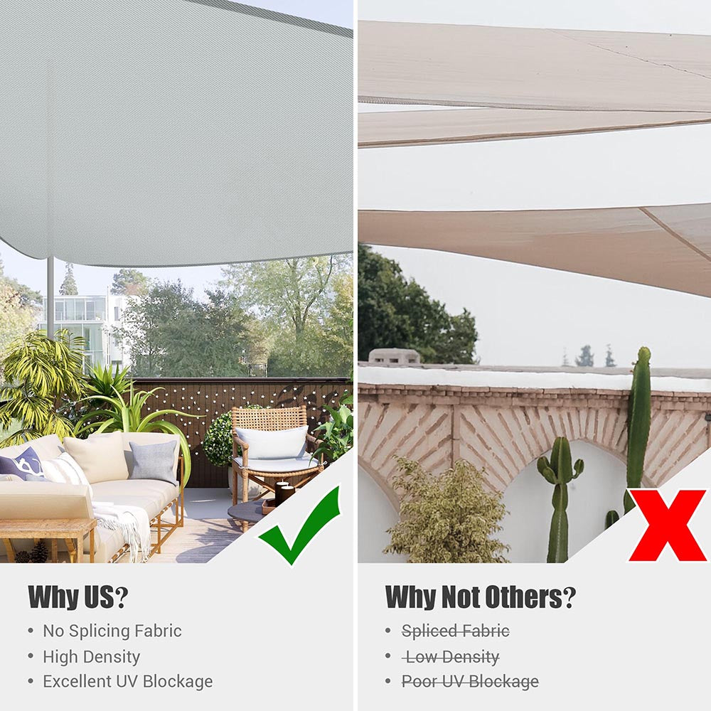 25' Triangle Shade Sail Canopy - UV Protection Outdoor Sun Shade for Patio, Driveway, Garden, Pool & Backyard - Durable Waterproof Fabric for All-Weather Use