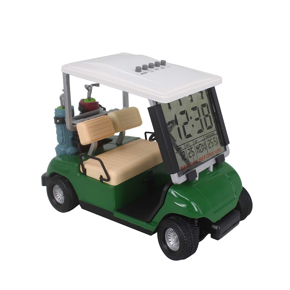 Newest LCD Display Mini Golf Cart Clock - Perfect Gift for Golf Lovers, Race Souvenir & Novelty Golf Accessories (Green) | Great for Office Desk, Man Cave Decor & Golf Tournament Prizes