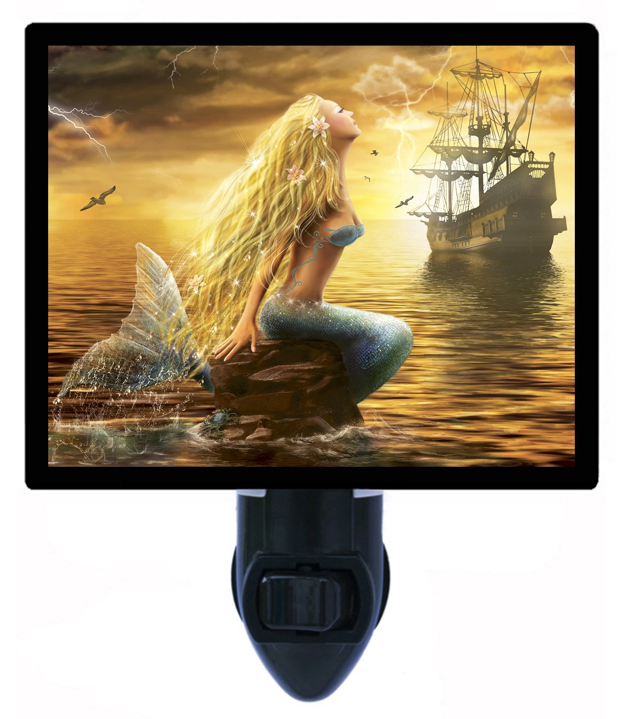 Mermaid & Pirate Ship Fantasy LED Night Light for Kids - Soft Glow Bedroom Decor, Nursery Nightlight for Sleep & Relaxation