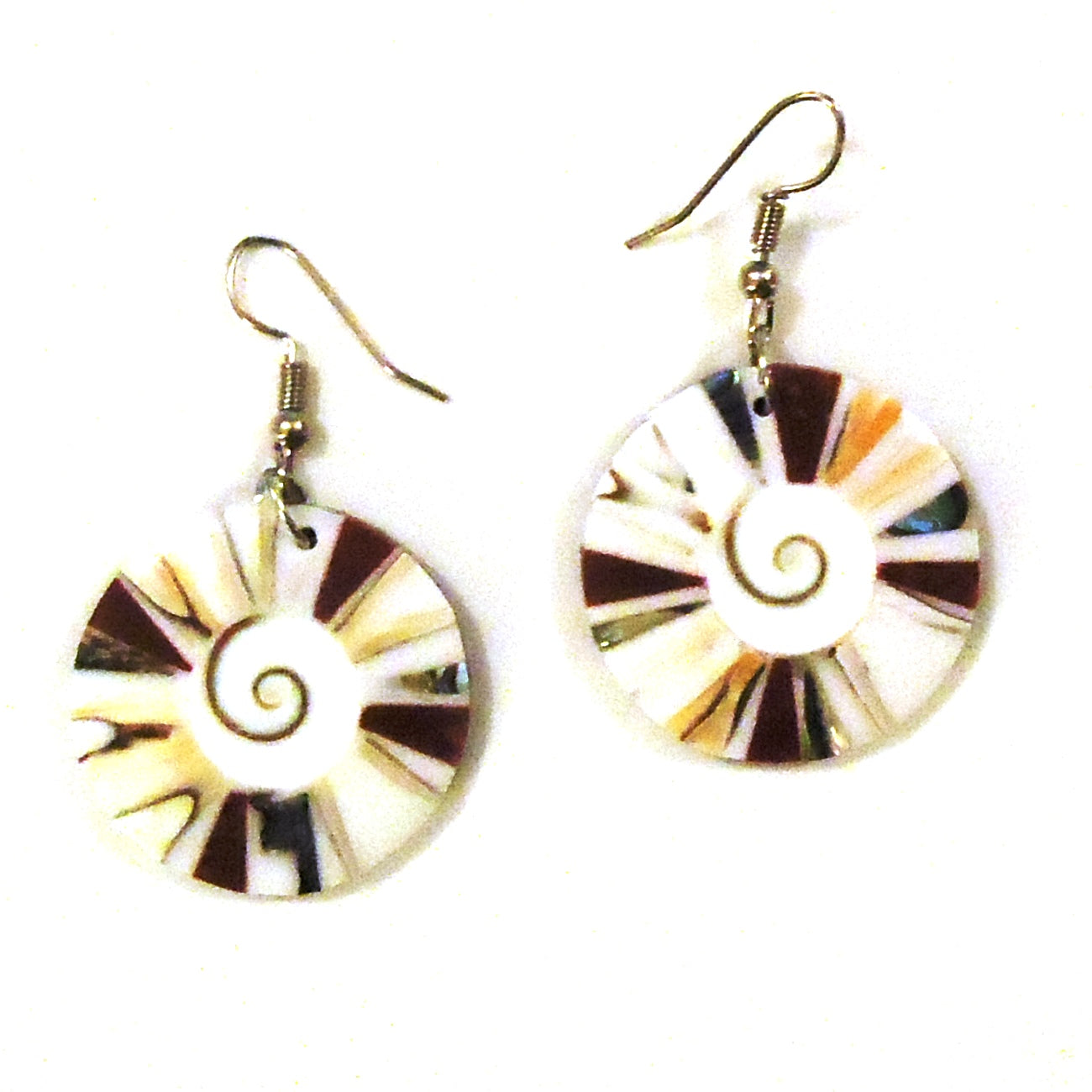 Sunburst Round Shell Earrings for Women - Boho Beach Style Jewelry for Summer, Vacation & Party Wear