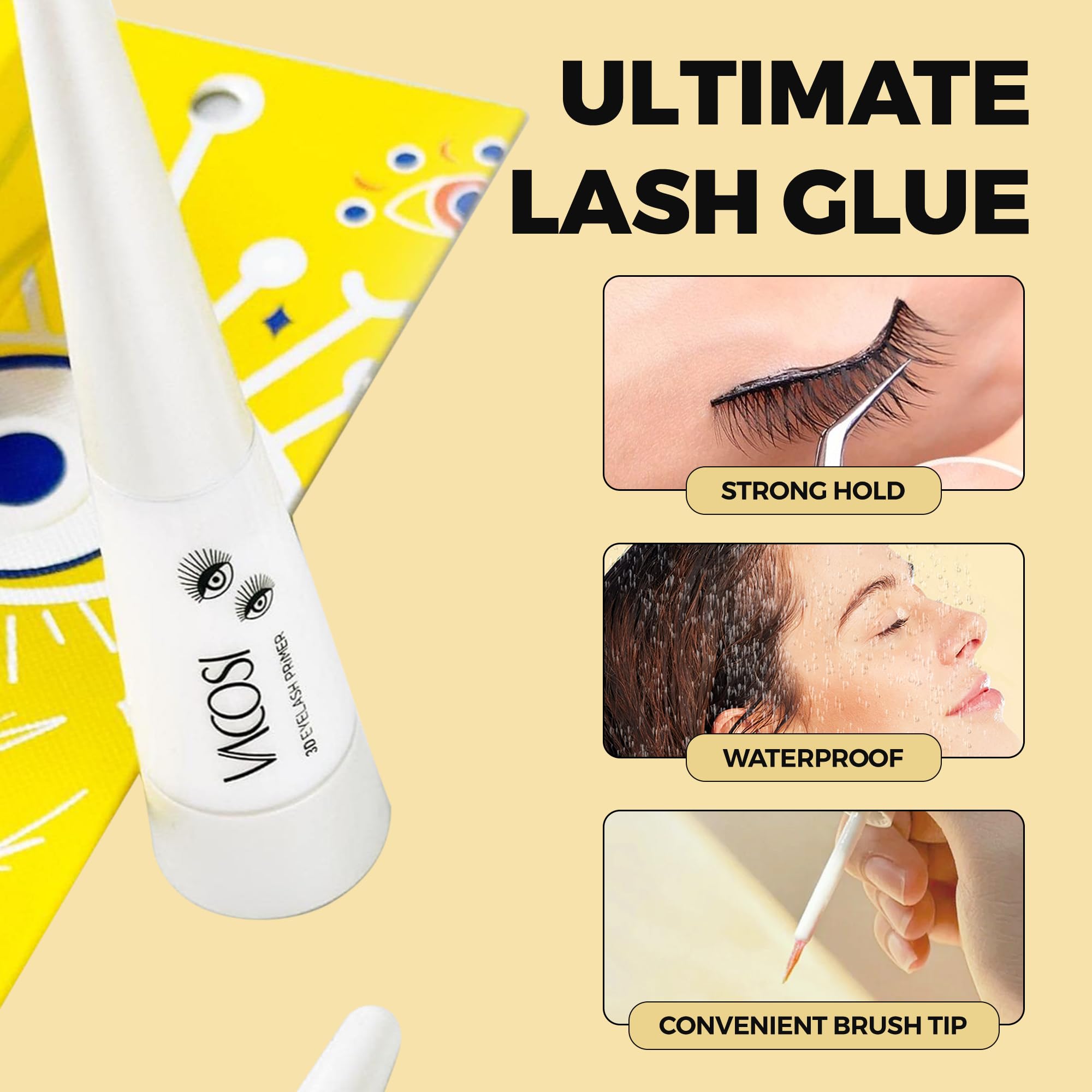 8ml Clear False Eyelash Glue - Super Strong Hold Waterproof Adhesive for Eyelash Extensions, Clusters & Strips | Latex-Free, Long Lasting Brush-On Formula | Perfect for Daily Wear, Special Occasions & Professional Use