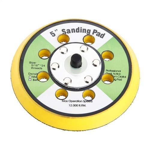 5 Inch 8 Hole Sanding Disc Backing Plate - Compatible with Hook & Loop Sandpaper Pads - Fits Angle Grinder & Air Sander Power Tools - Perfect for Woodworking, Metal Grinding & DIY Projects