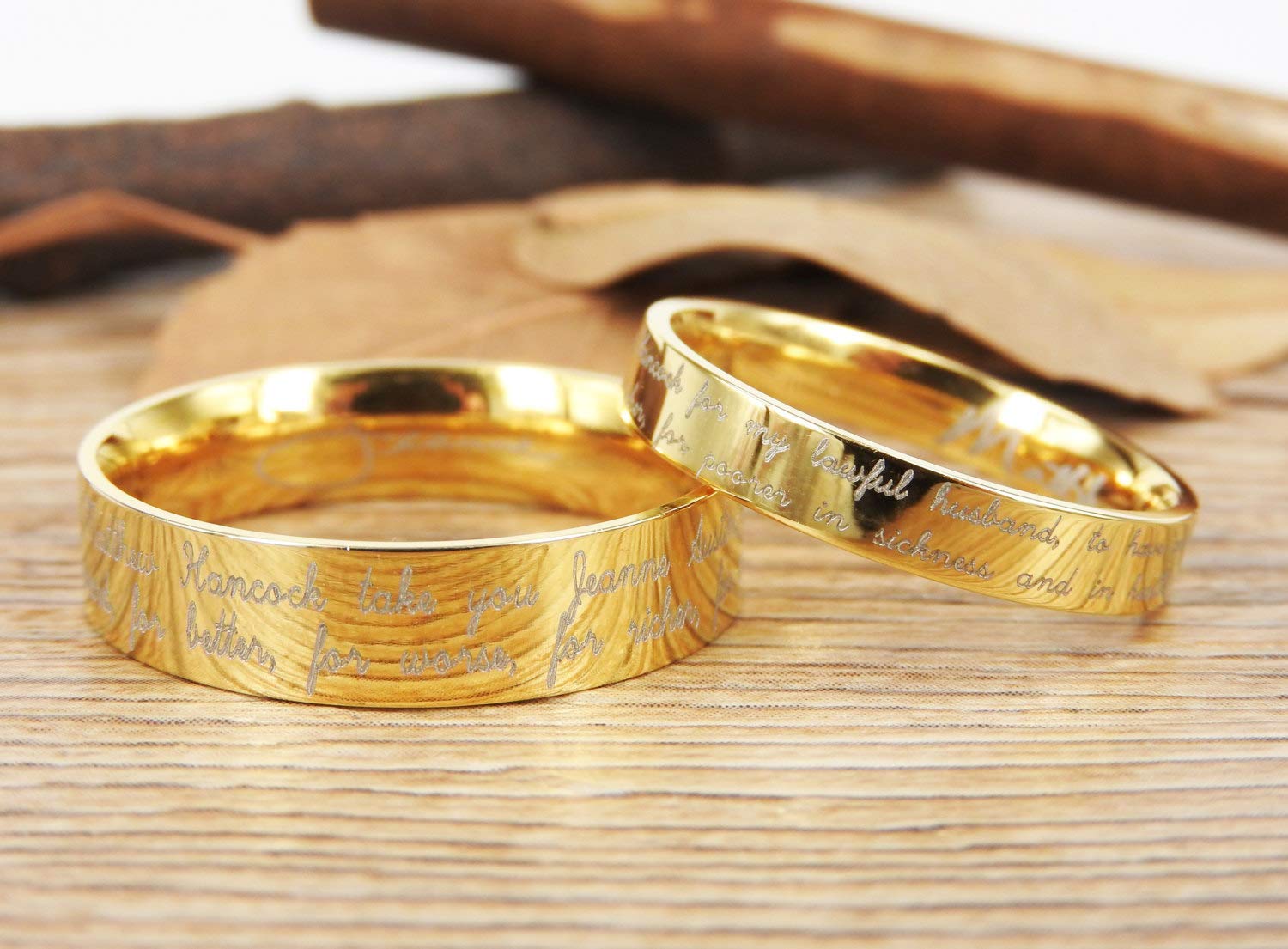 Personalized Handwriting & Signature Rings - Custom Initial Couple Rings Set in Titanium for Matching Wedding Bands - Perfect for Anniversaries, Engagements & Romantic Gifts