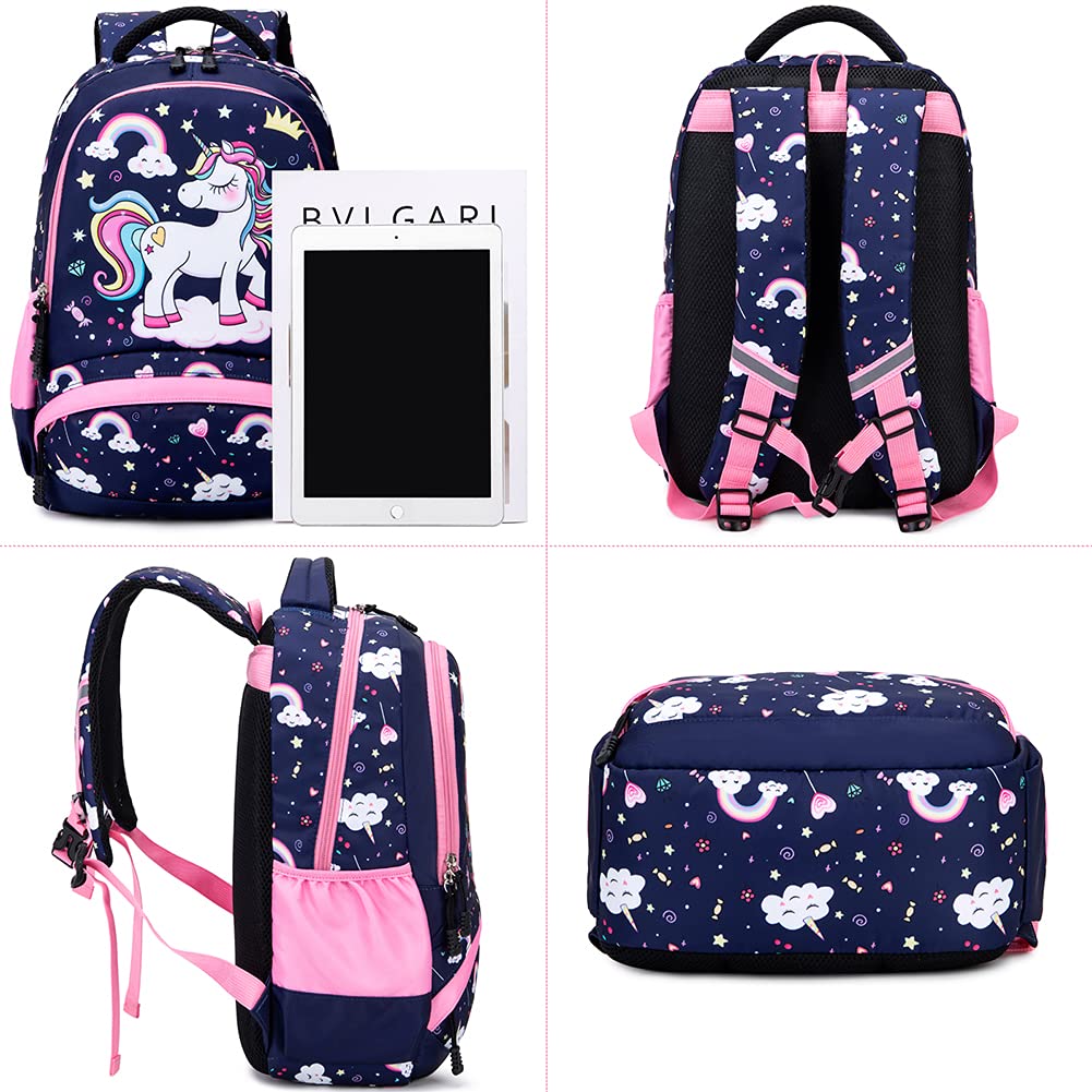 Meisohua Unicorn Backpack for Girls - Lightweight School Bookbag with Pencil Case, Cute Kids Backpack Set for Elementary, Middle School & Travel | Water-Resistant Daypack for Teens & Tweens