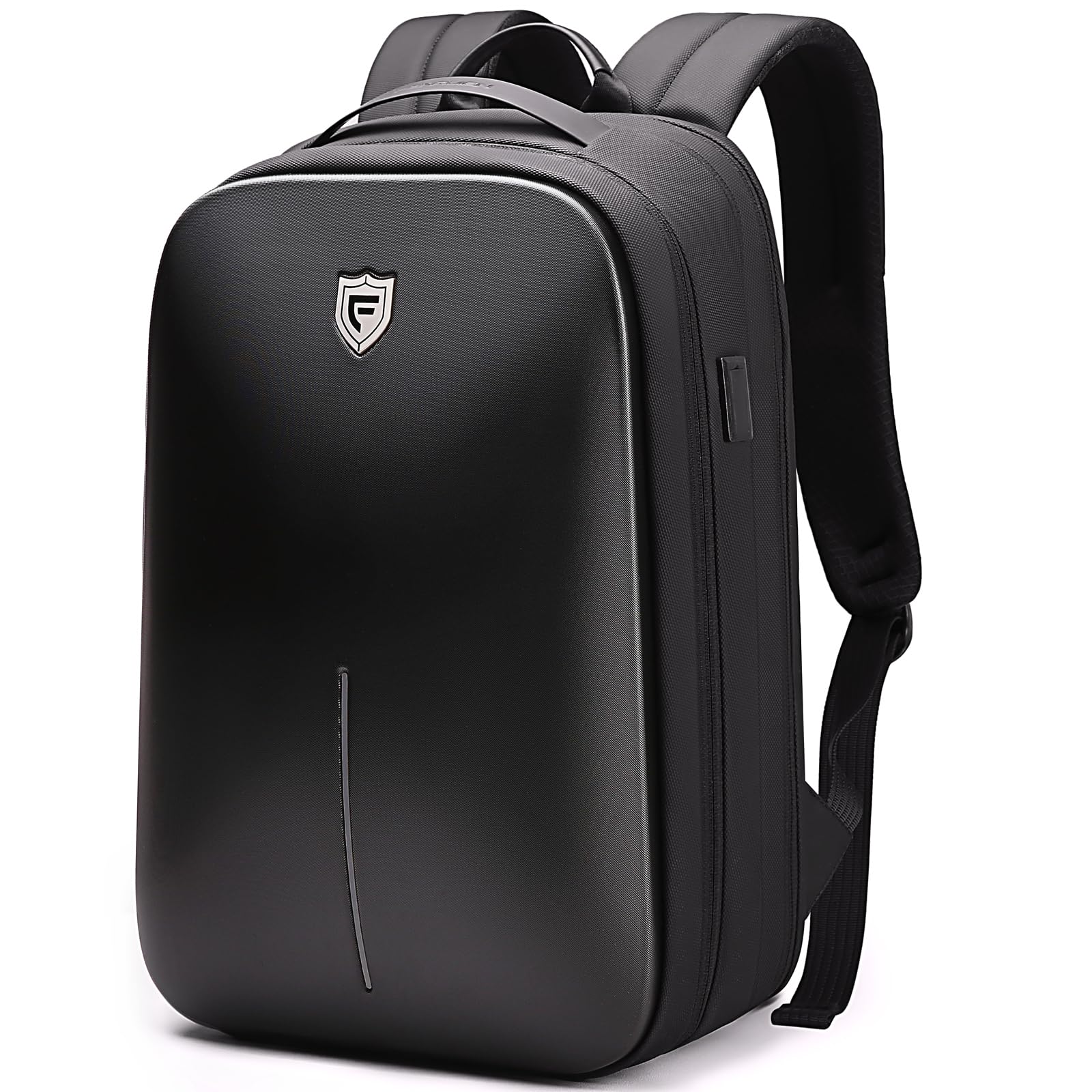 FENRUIEN 15.6 Inch Gaming Laptop Backpack - Expandable Hard Shell USB Charging Backpack, Water Resistant Computer Bag for Work & Travel (Black) | Perfect for Gamers, Students & Business Professionals