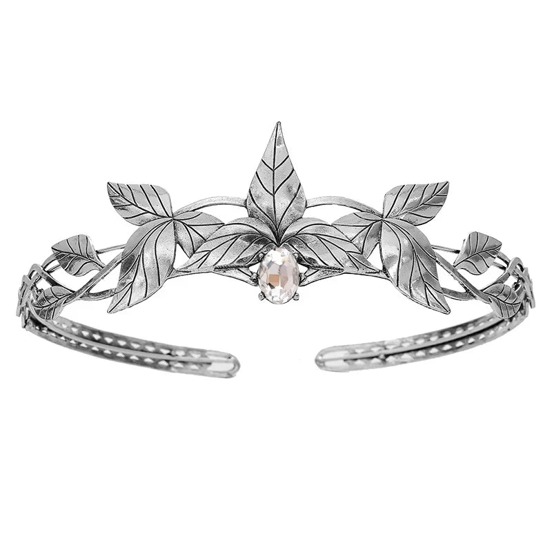 Enchanted Forest Elven Leaf Diadem Headpiece - Fantasy Cosplay Crown for Renaissance Faires, LARP & Themed Weddings