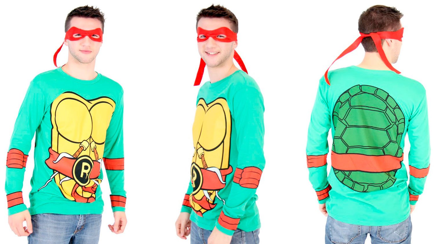 Teenage Mutant Ninja Turtles Costume Set - Green Long Sleeve T-Shirt & Eye Mask for Kids | Halloween Cosplay, Birthday Party, Comic-Con Dress Up