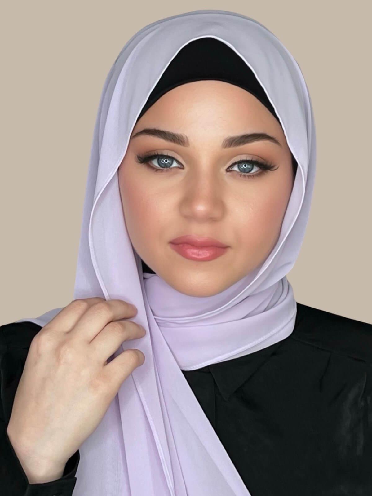 Luxury Chiffon Hijab Scarf - Soft Lilac Muslim Headscarf for Women - Perfect for Prayer, Daily Wear & Special Occasions