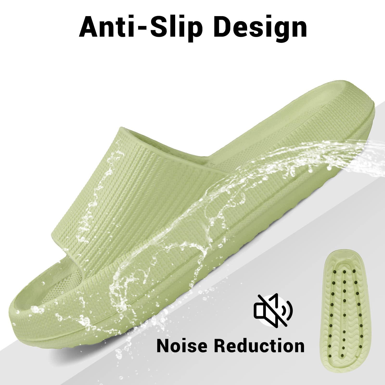 VONMAY Cloud Slides for Men & Women - Quick Drying Shower Slippers with Non-Slip Cushioned Thick Sole - Comfortable Pillow Sandals for Home, Pool, Beach & Spa Use