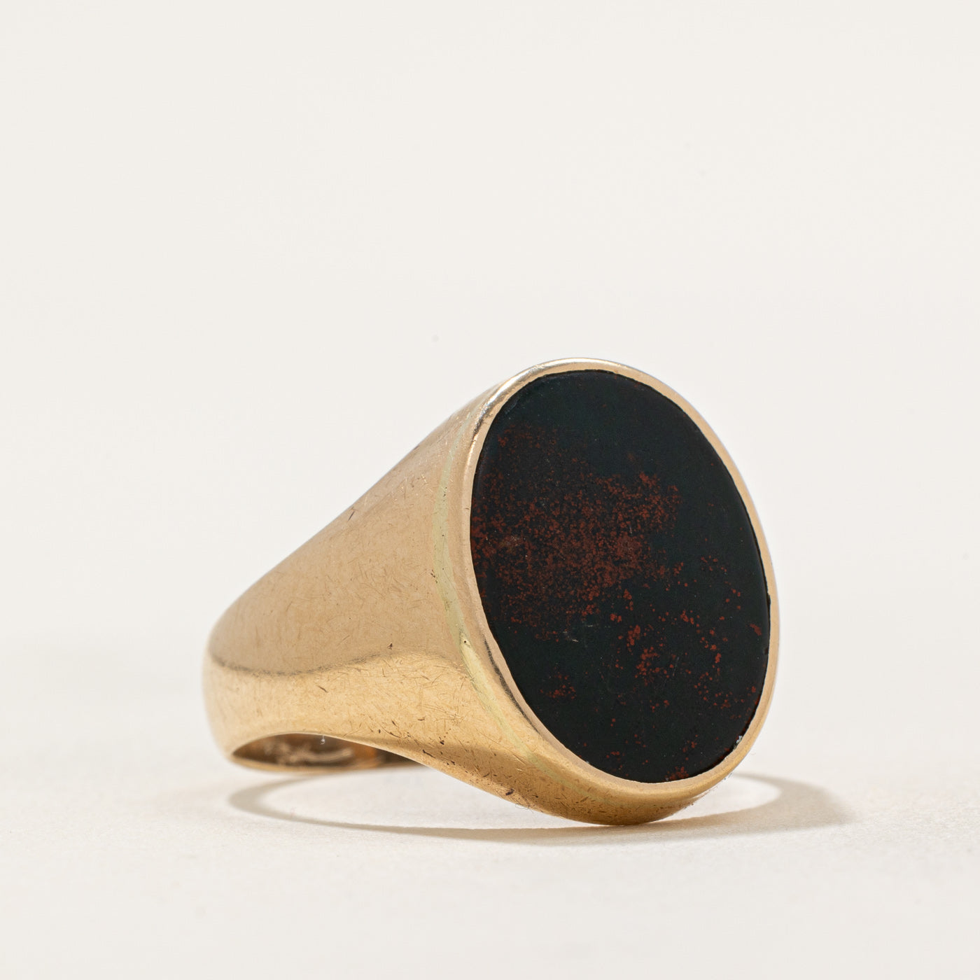 4.00ct Oval Cut Bloodstone Signet Ring - Size 8.75 - Handcrafted Sterling Silver Men's Jewelry for Wedding, Gift & Everyday Wear