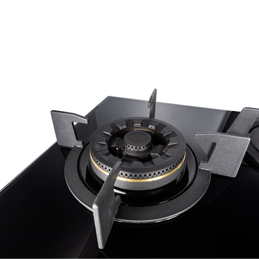 EF CK Premio 90 Stainless Steel Chimney Range Hood with EF EFH 7626 WT VGB 78cm 2-Burner Gas Built-In Cooktop - Professional Kitchen Ventilation for Home Cooking & Wok Stir-Fry