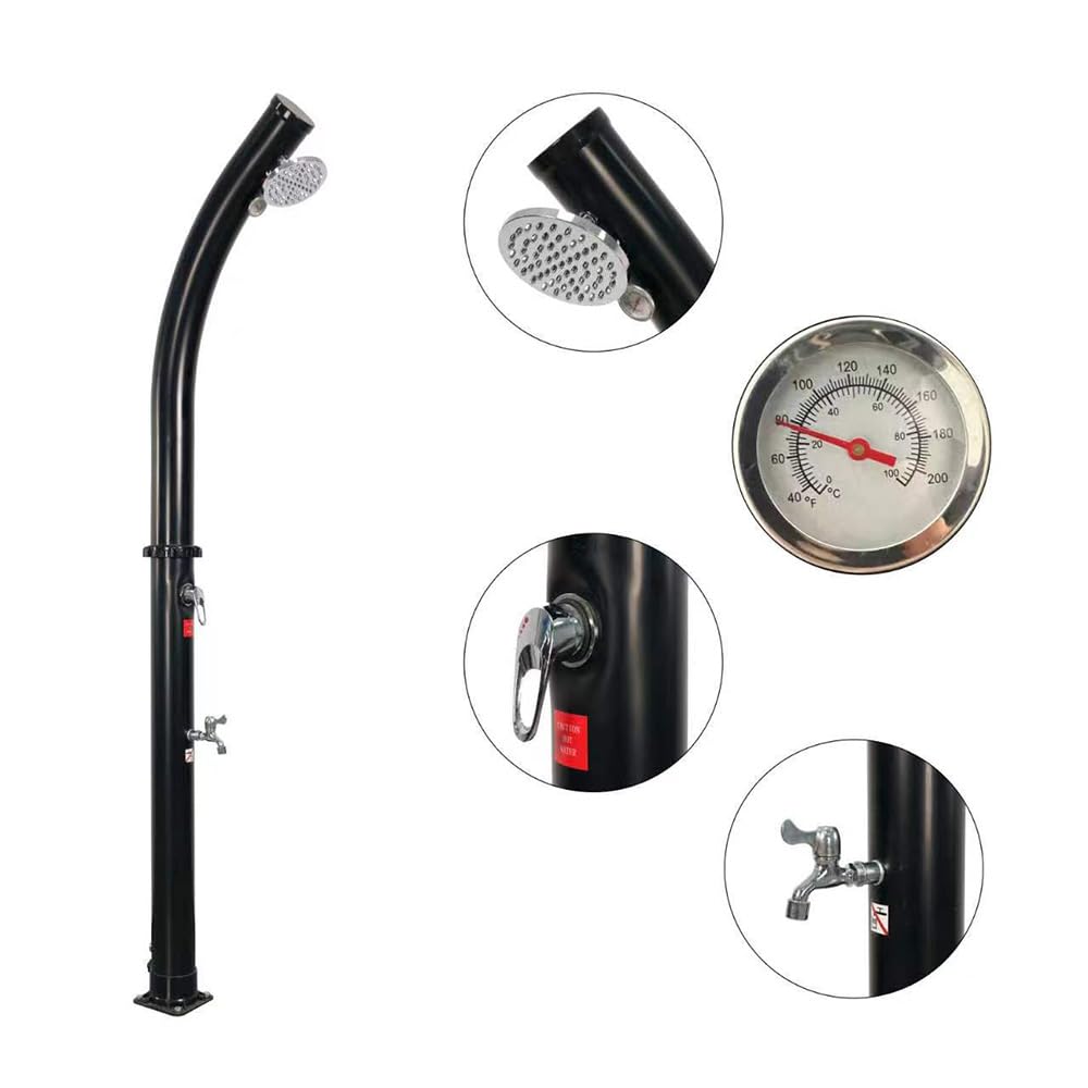 5.3 Gallon Solar Outdoor Shower with 360° Swivel Head - Freestanding 7.2FT Garden Shower with Temperature Control & Foot Wash - Perfect for Poolside, Backyard, Beach, and Camping Use
