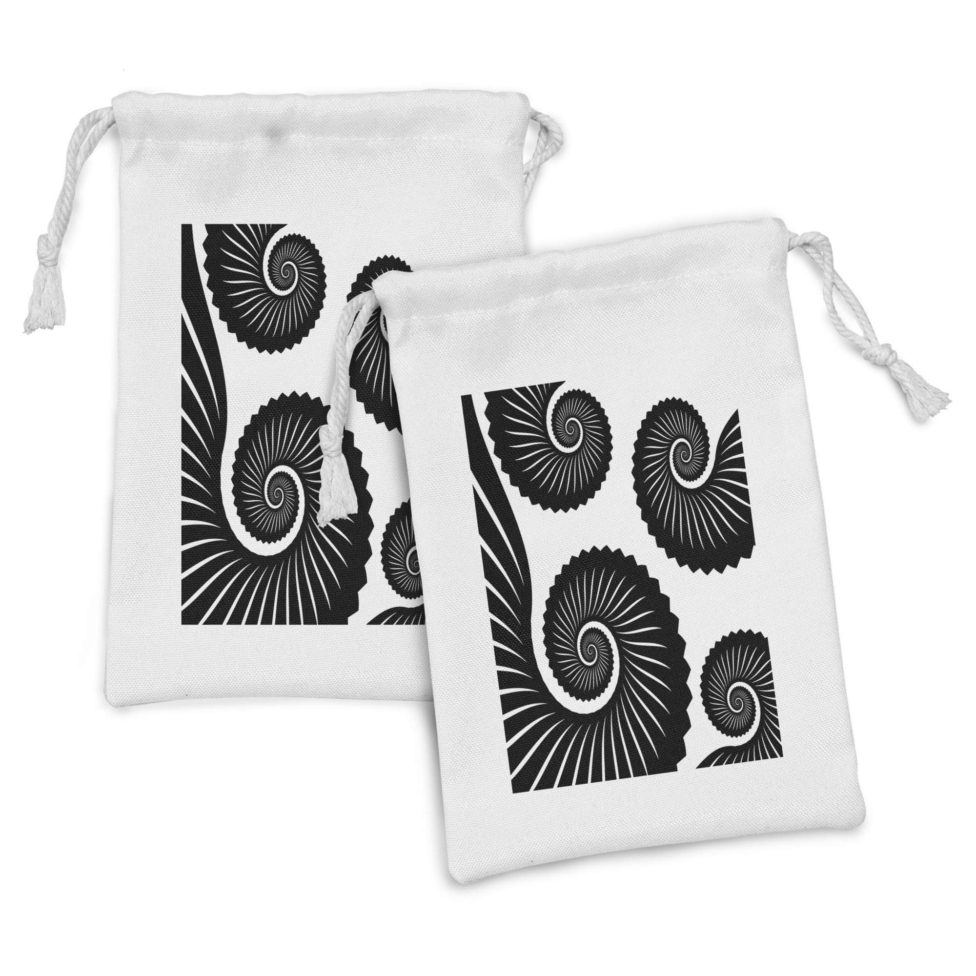 Ambesonne Octopus Fabric Pouch Set of 2 - Nautical Themed Drawstring Bags for Toiletries, Masks & Party Favors (9x6 Inches, White & Charcoal Grey) | Perfect for Beach Trips, Travel Organizers & Gift Bags