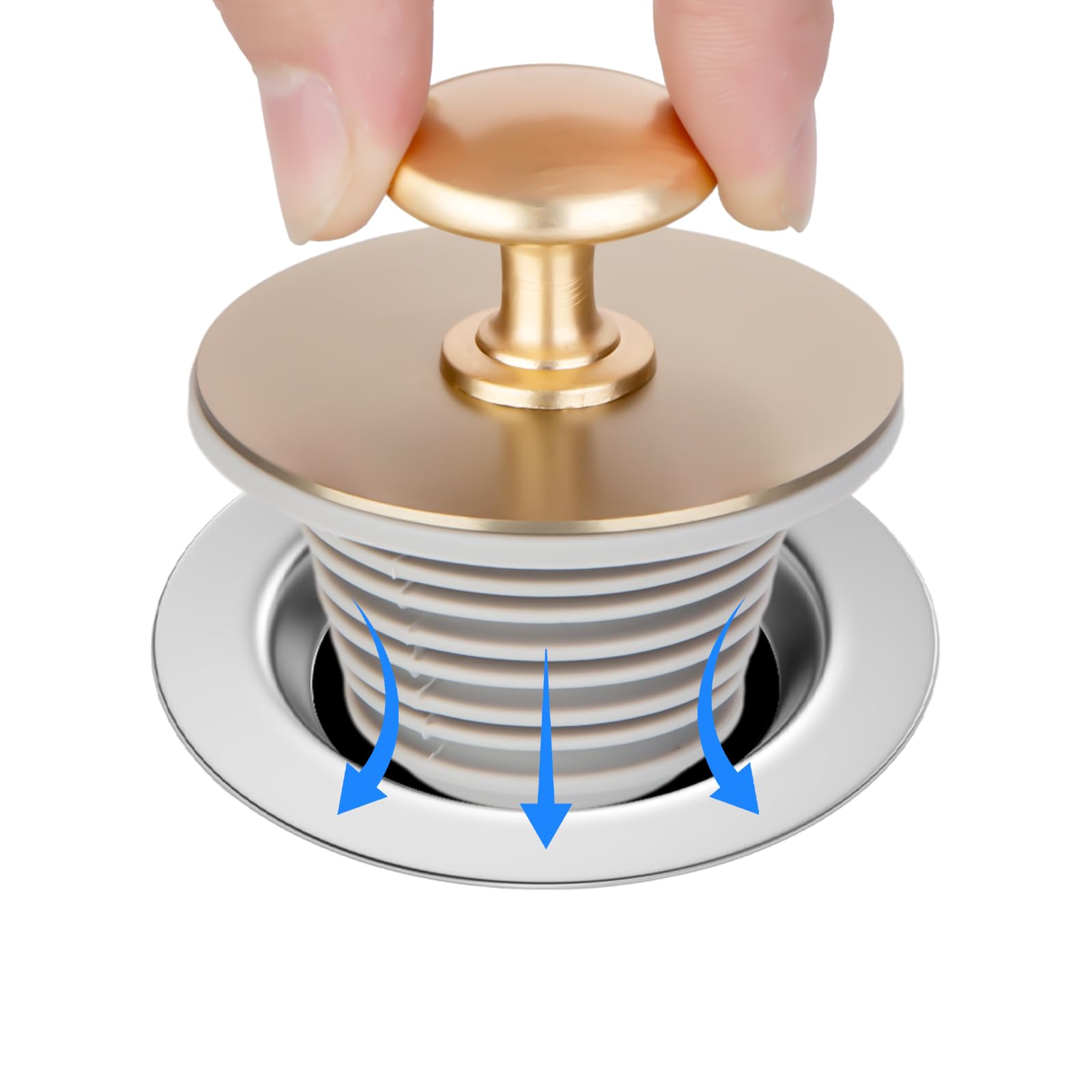Universal Bathtub Drain Stopper - Rubber Drain Plug Replacement for Bathtubs & Bathroom Sinks (Gold, YGS8901) - Perfect for Leak Prevention & Water Conservation in Home Bathrooms